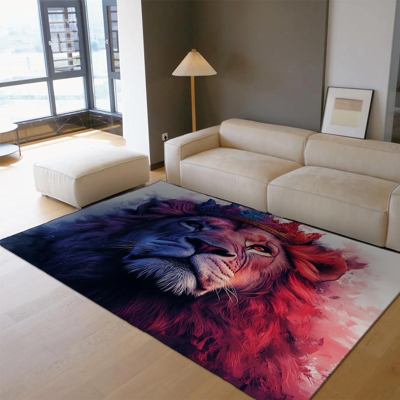 Modern Abstract 6x8ft Area Rugs Boho Area Rug Geometric Pattern Non Slip Rug Nordic Washable Foldable Rugs Low Pile Lightweight Floor Carpet for Living Room Bedroom Nursery Classroom