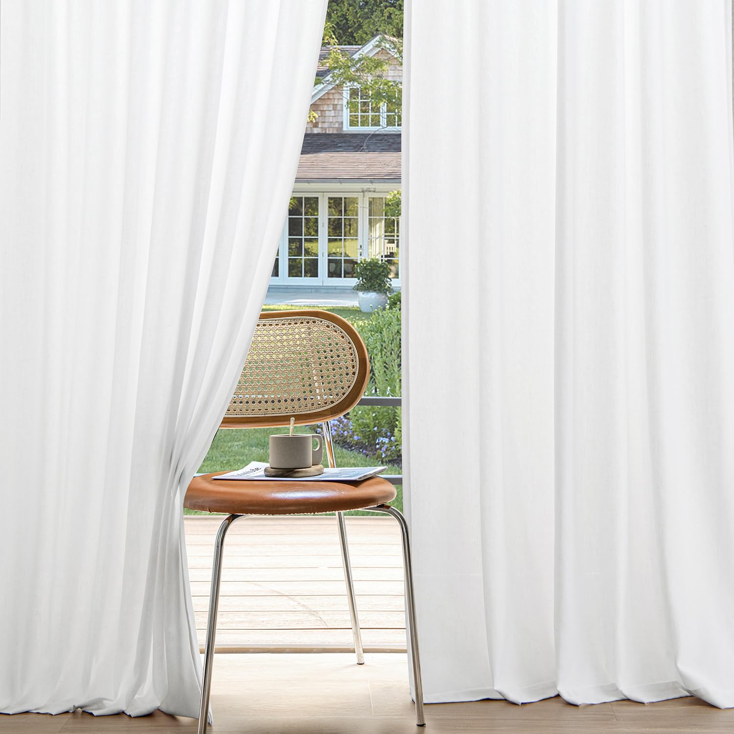 MIULEE Non-See-Through Privacy Linen Curtains 2 Panels, Light Filtering Window Curtains Farnhouse Textured Back Tab Semi Sheer Drapes for Bedroom Living Room, 52 x 84 Inches Long, Linen