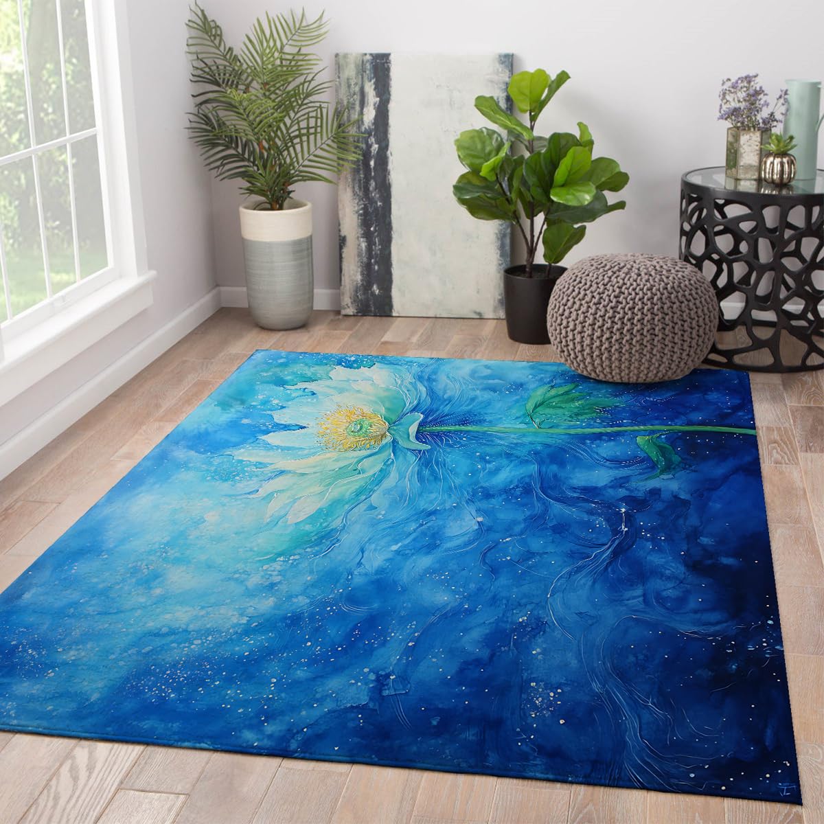 Modern Abstract 6x8ft Area Rugs Boho Area Rug Geometric Pattern Non Slip Rug Nordic Washable Foldable Rugs Low Pile Lightweight Floor Carpet for Living Room Bedroom Nursery Classroom