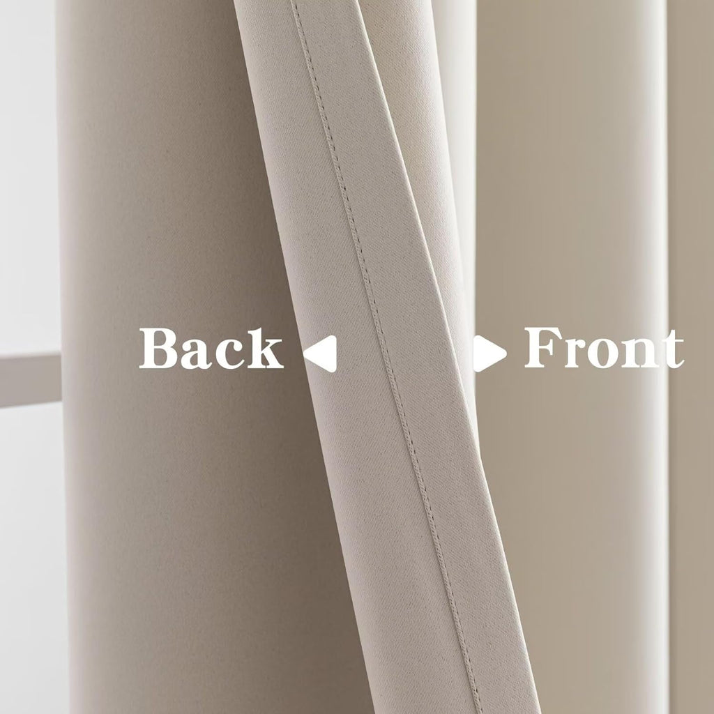 IGEMAEVE Cream Curtains 108 Inch Length 2 Panels Set, Light Filtering Curtains for Living Room 108 Inch Long, Grommet Energy Saving Semi Sheer Drapes for Bedroom Window(W52 x L108)