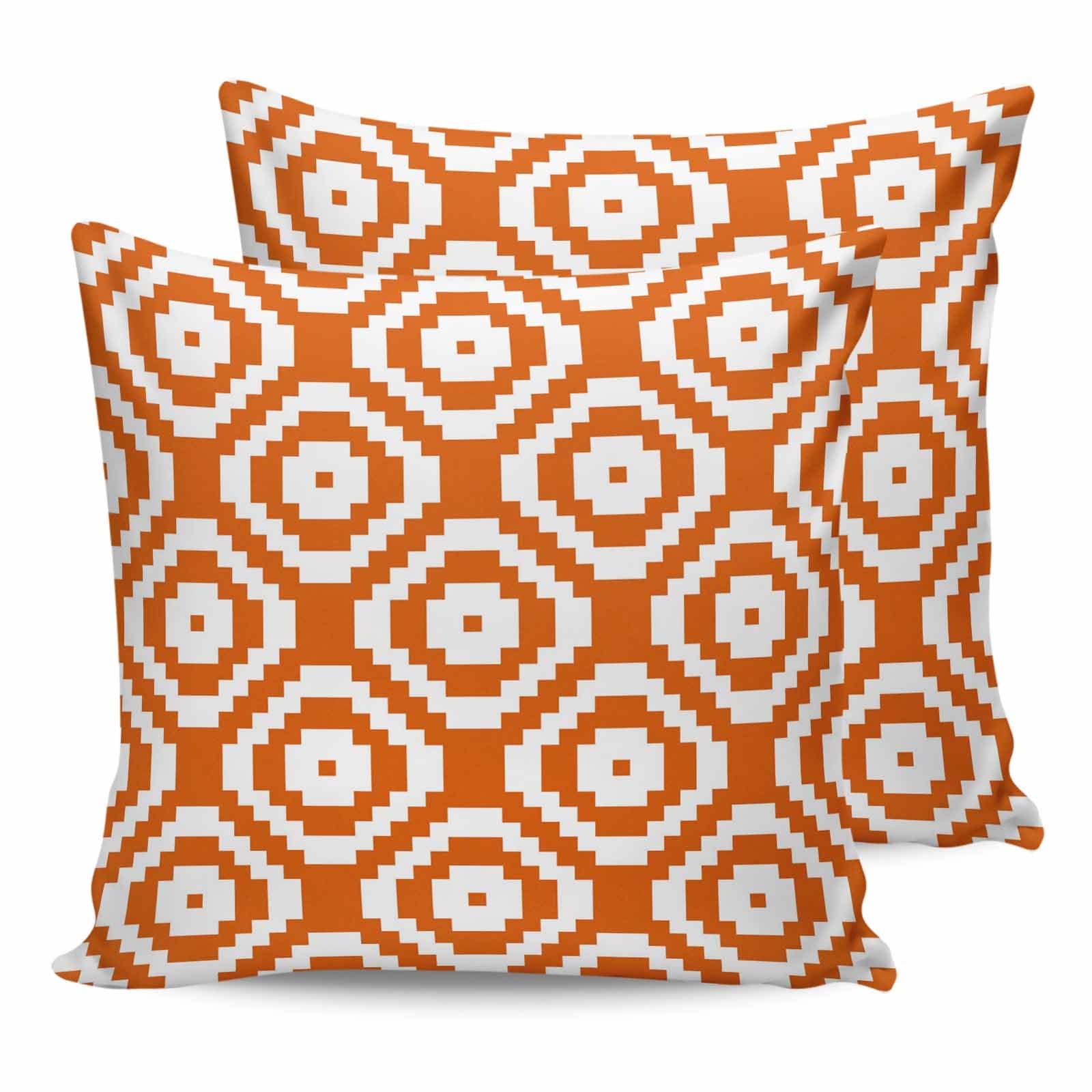 Throw Pillow 18x18 Inch, Orange White Geometric Waterproof Outdoor Pillow Covers with Insert, Modern Abstract Art Decorative Pillowcase Cushion Cases for Patio, Couch, Sofa, Bed