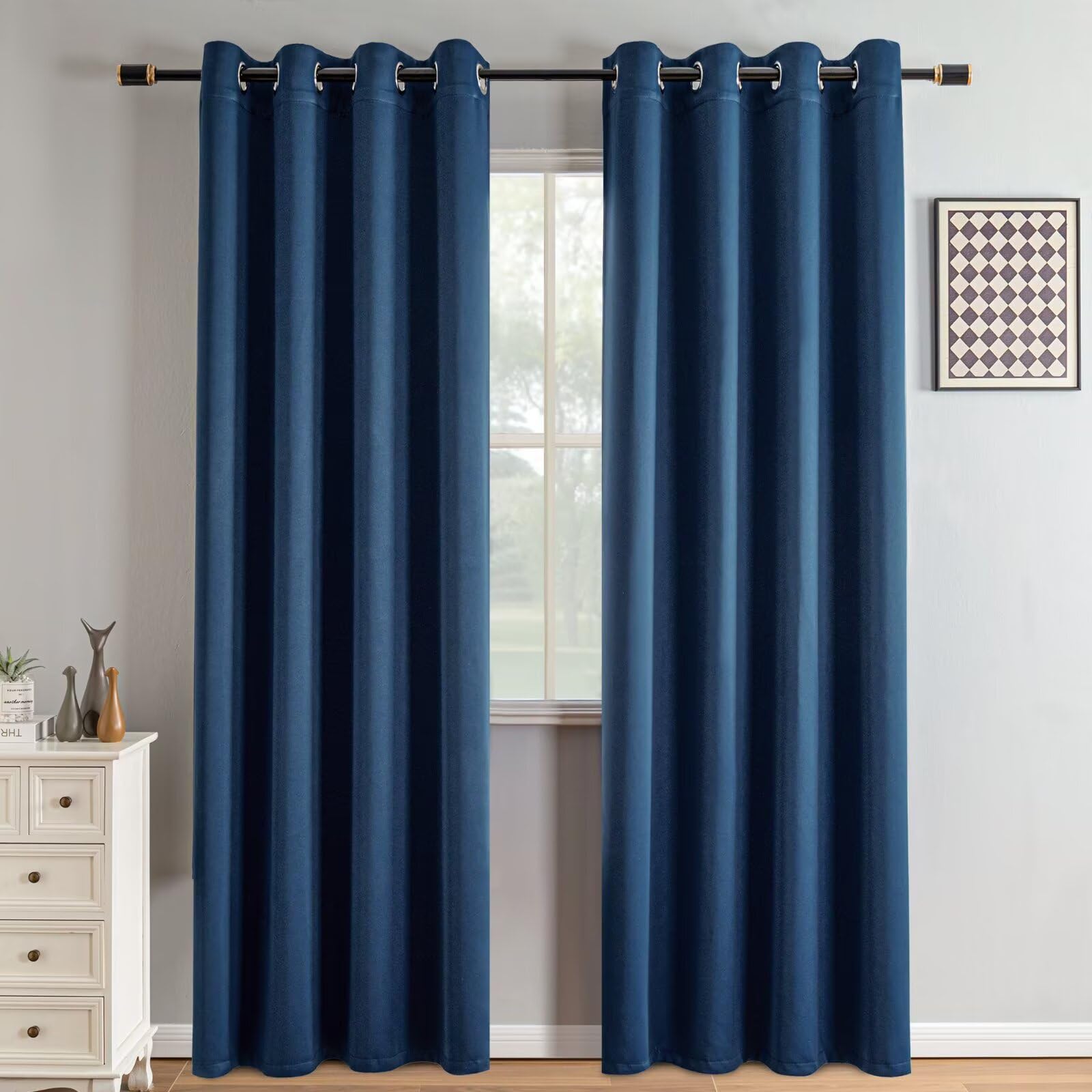 IGEMAEVE Cream Curtains 108 Inch Length 2 Panels Set, Light Filtering Curtains for Living Room 108 Inch Long, Grommet Energy Saving Semi Sheer Drapes for Bedroom Window(W52 x L108)