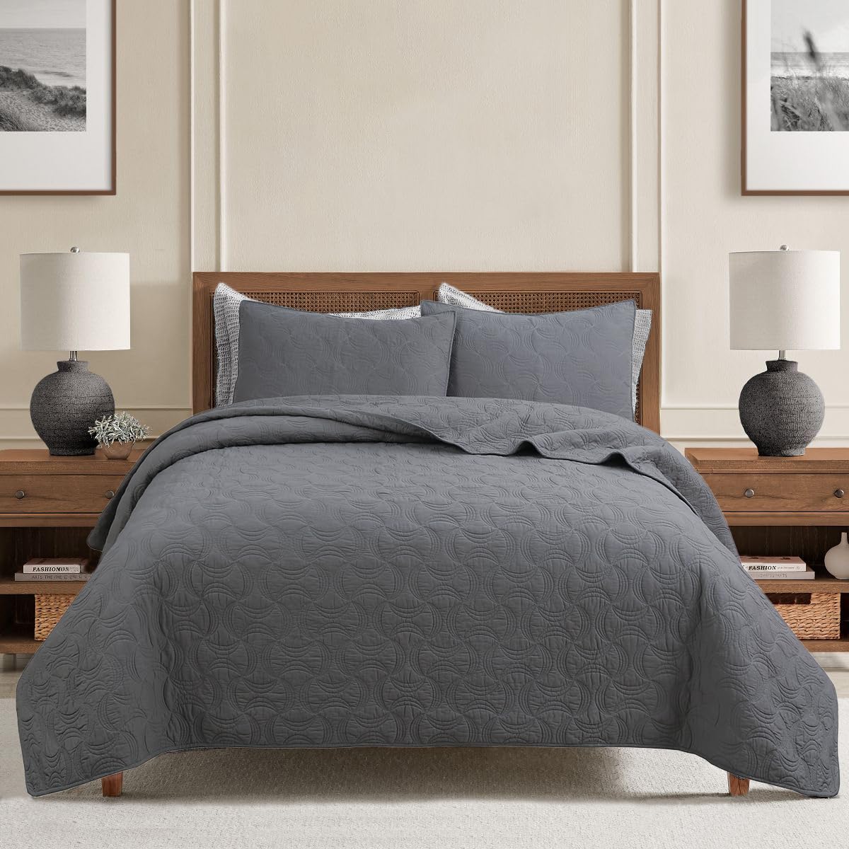 Cozy Line Home Fashions 100% Cotton Medallion Off White Matelasse Embossed Bedding Quilt Set, Reversible Lightweight Bedspread, Coverlet for All Season (Blantyre - Ivory, Queen - 3 piece)