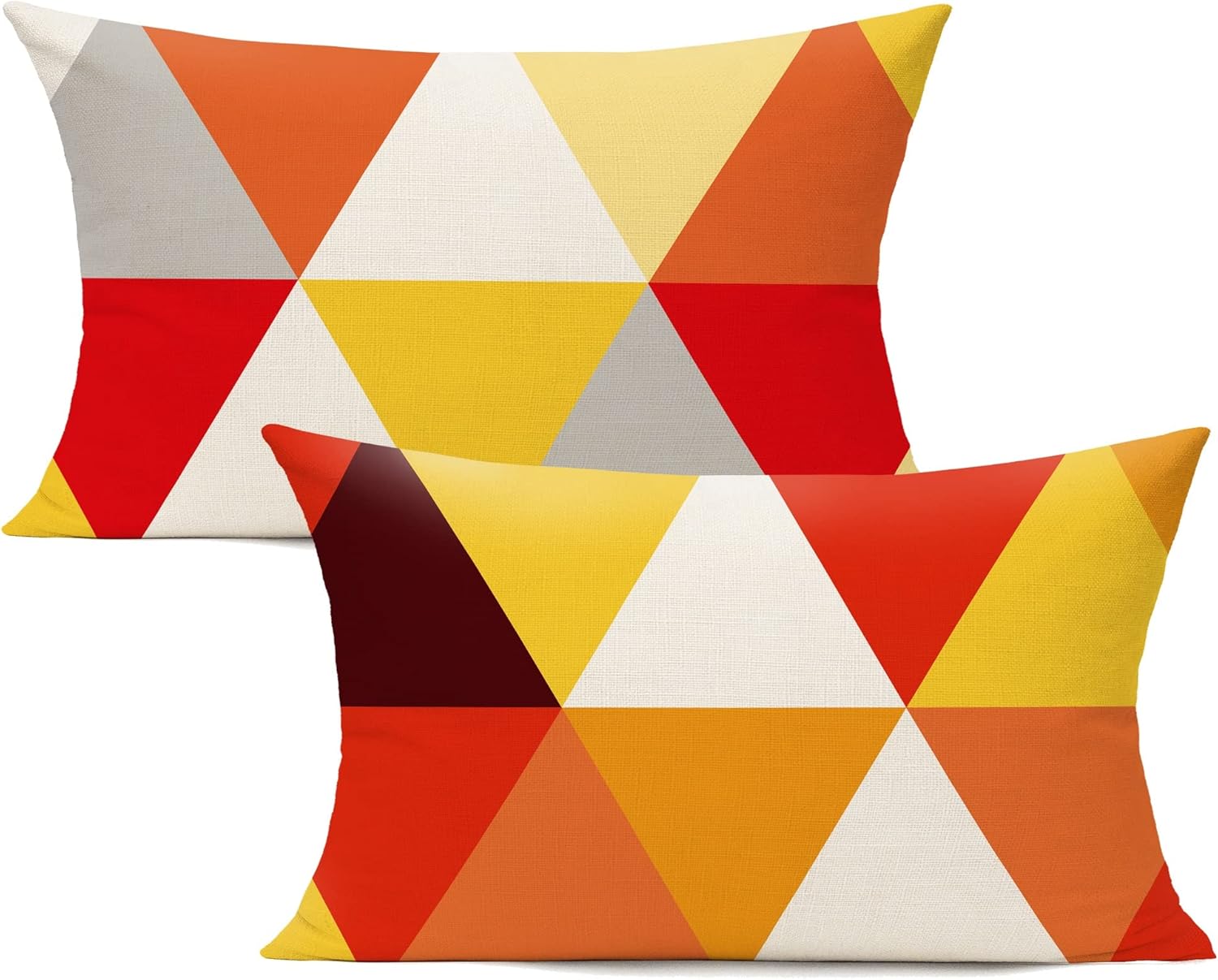 All Smiles Outdoor Throw Pillow Covers Fall Decor Patio 24x24 Set of 4 Colorful Modern Cushion Cases Cojines Couch Sofa Decoration Porch for Home Living Room Geometric Triangle Orange Yellow