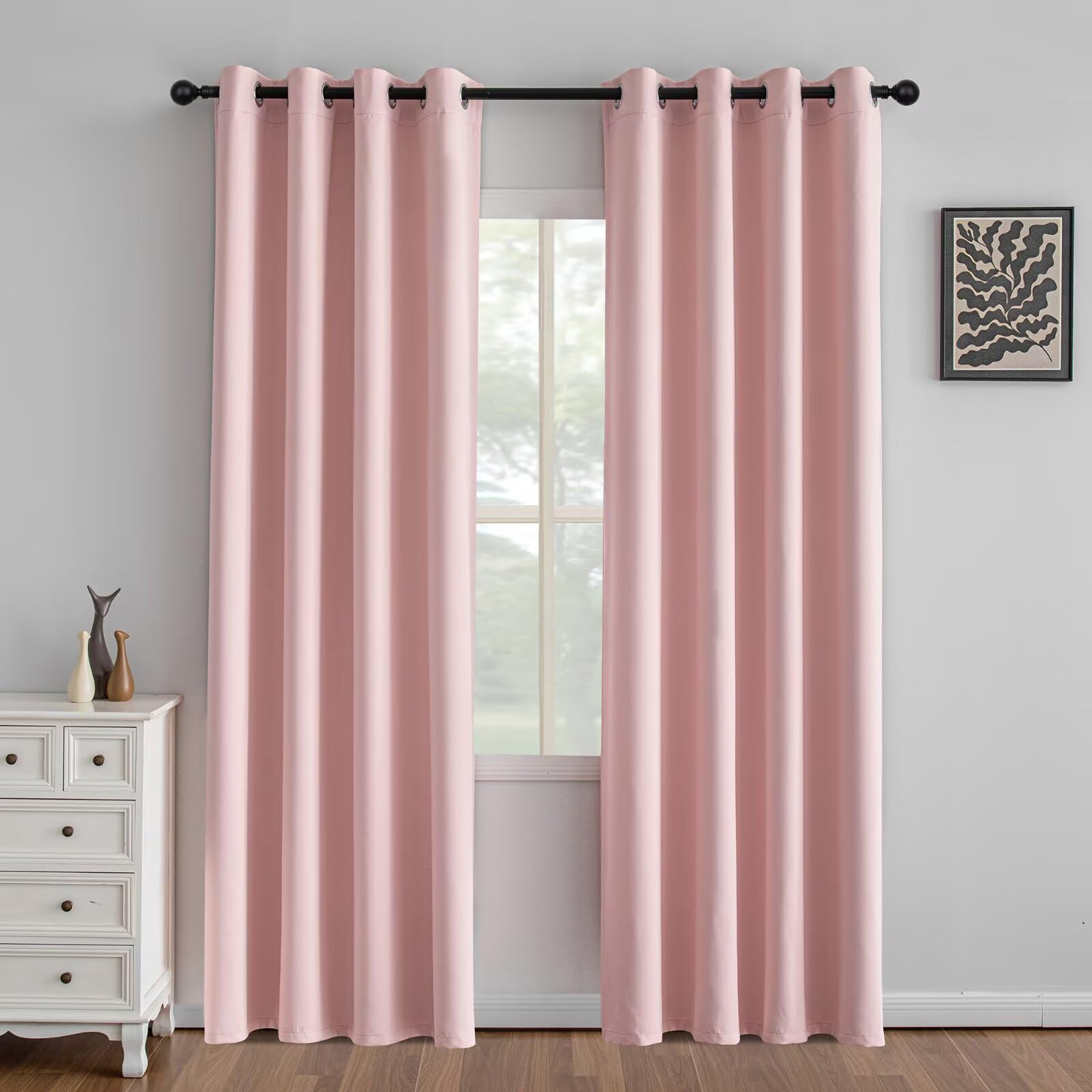 IGEMAEVE Cream Curtains 108 Inch Length 2 Panels Set, Light Filtering Curtains for Living Room 108 Inch Long, Grommet Energy Saving Semi Sheer Drapes for Bedroom Window(W52 x L108)