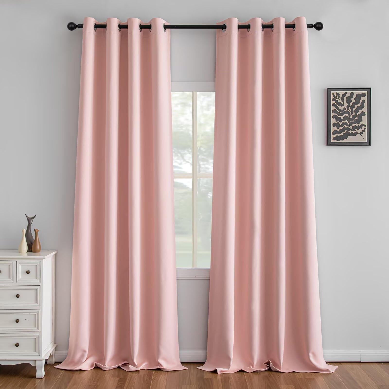 IGEMAEVE Cream Curtains 108 Inch Length 2 Panels Set, Light Filtering Curtains for Living Room 108 Inch Long, Grommet Energy Saving Semi Sheer Drapes for Bedroom Window(W52 x L108)