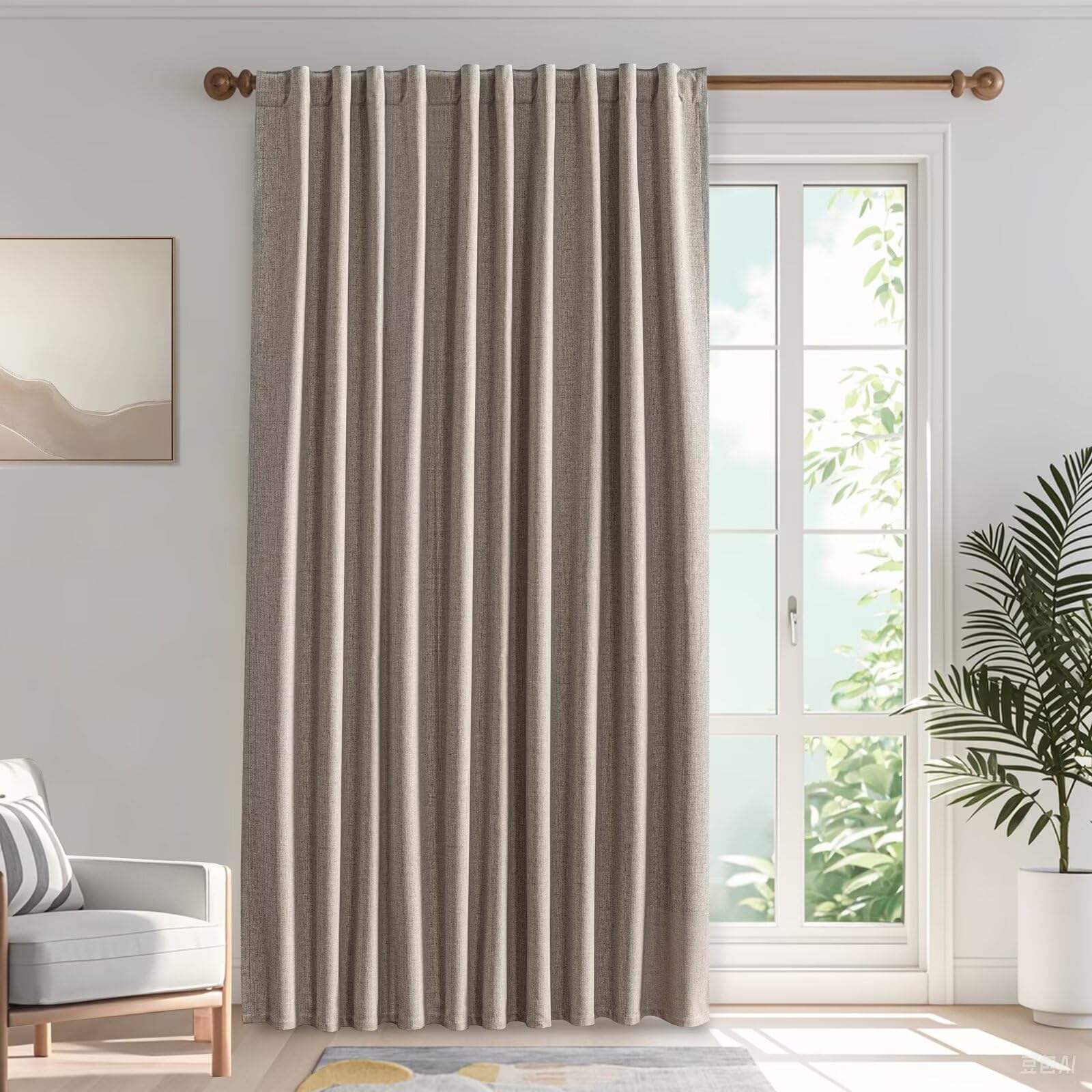IGEMAEVE Cream Curtains 108 Inch Length 2 Panels Set, Light Filtering Curtains for Living Room 108 Inch Long, Grommet Energy Saving Semi Sheer Drapes for Bedroom Window(W52 x L108)