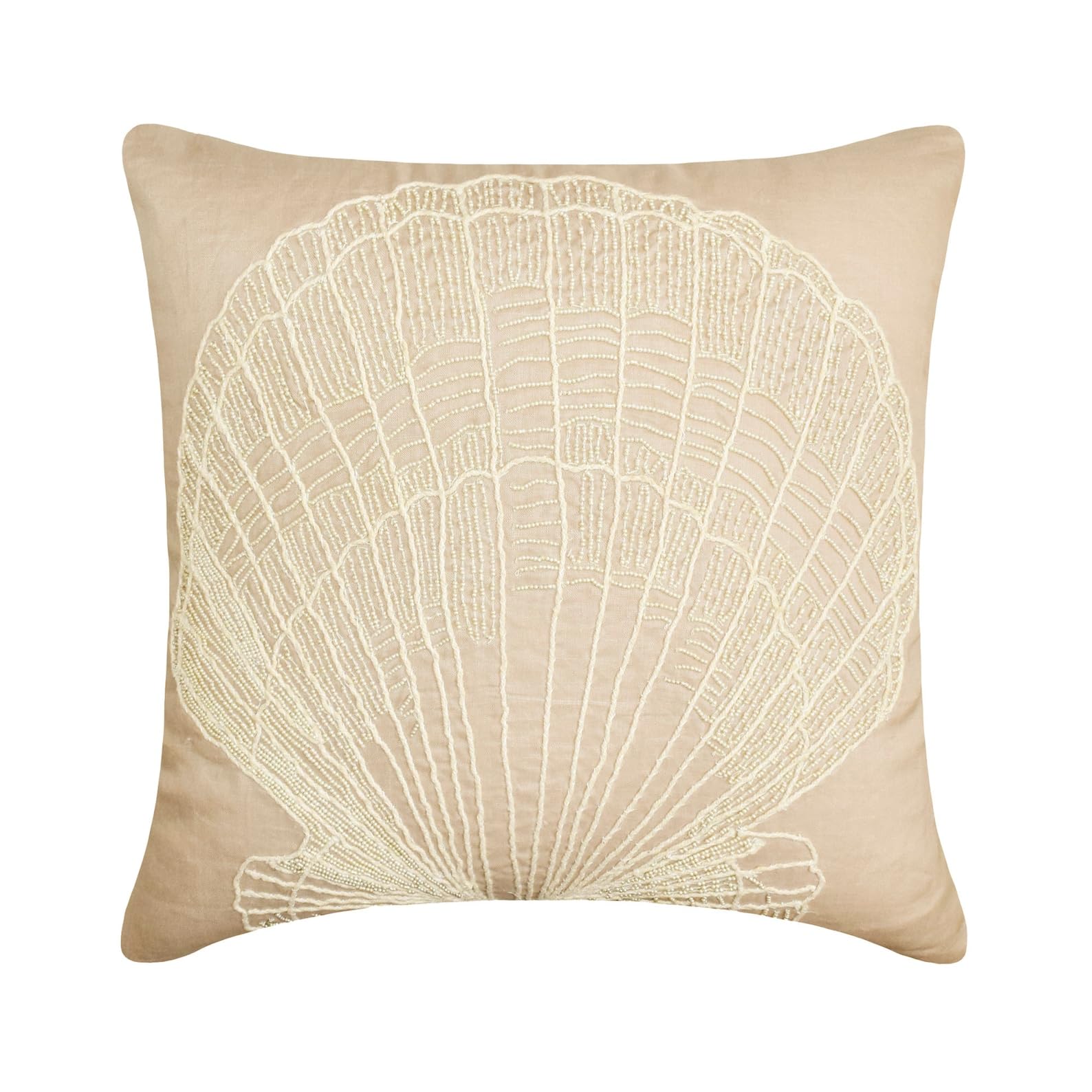 The HomeCentric Decorative Pillow Covers Beige Pack of 2, 20"x20" (50x50 cm) Linen Embroidery Cushion Covers for Sofa, Geometric Modern Style - Juliette
