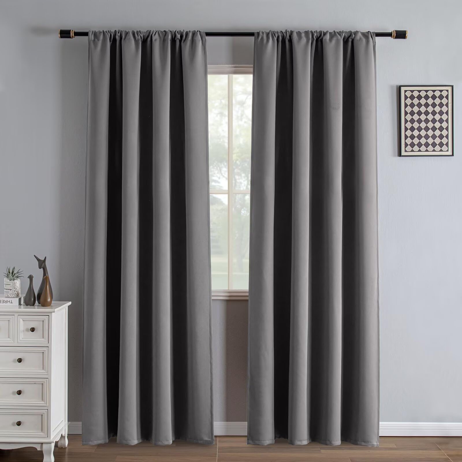 IGEMAEVE Cream Curtains 108 Inch Length 2 Panels Set, Light Filtering Curtains for Living Room 108 Inch Long, Grommet Energy Saving Semi Sheer Drapes for Bedroom Window(W52 x L108)