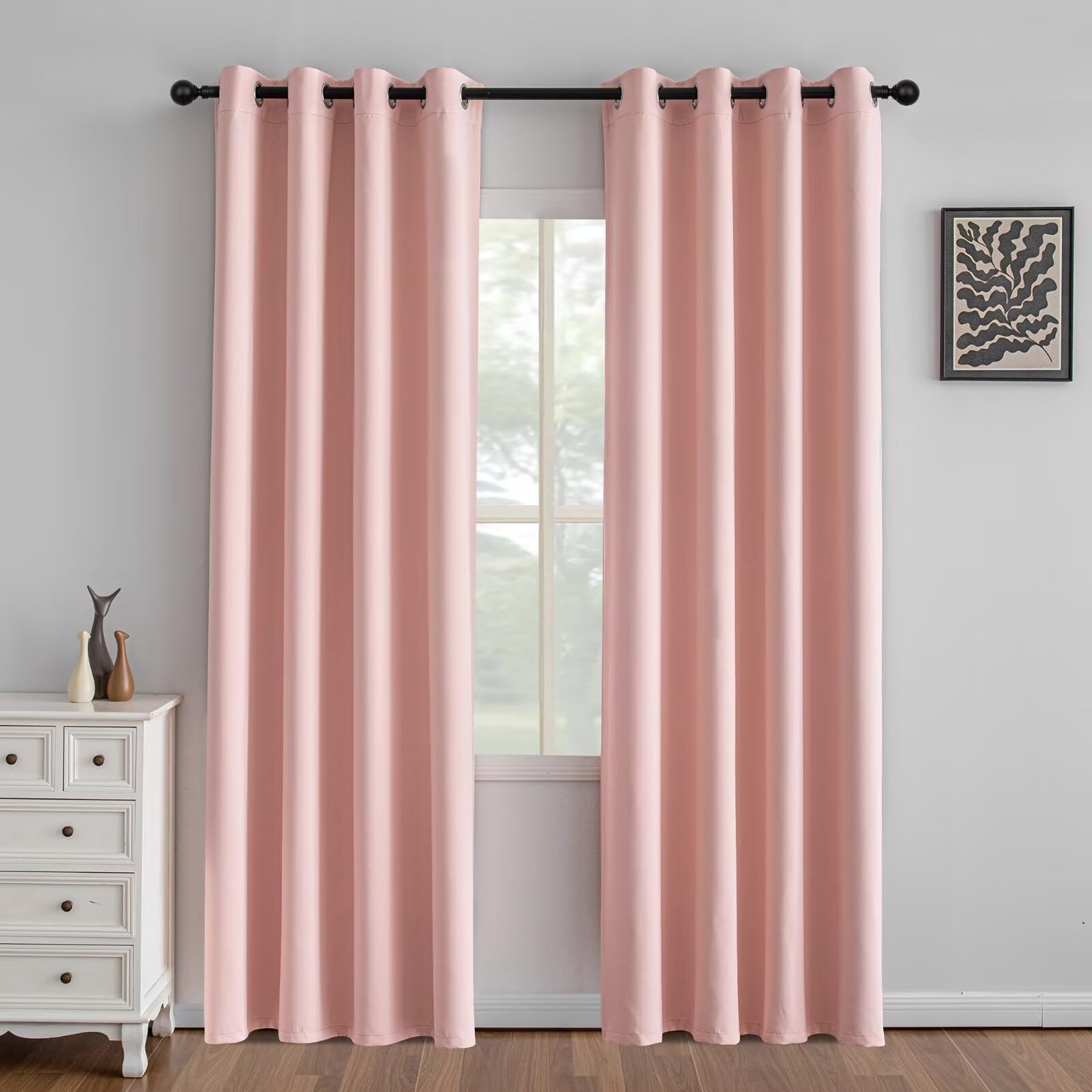 IGEMAEVE Cream Curtains 108 Inch Length 2 Panels Set, Light Filtering Curtains for Living Room 108 Inch Long, Grommet Energy Saving Semi Sheer Drapes for Bedroom Window(W52 x L108)