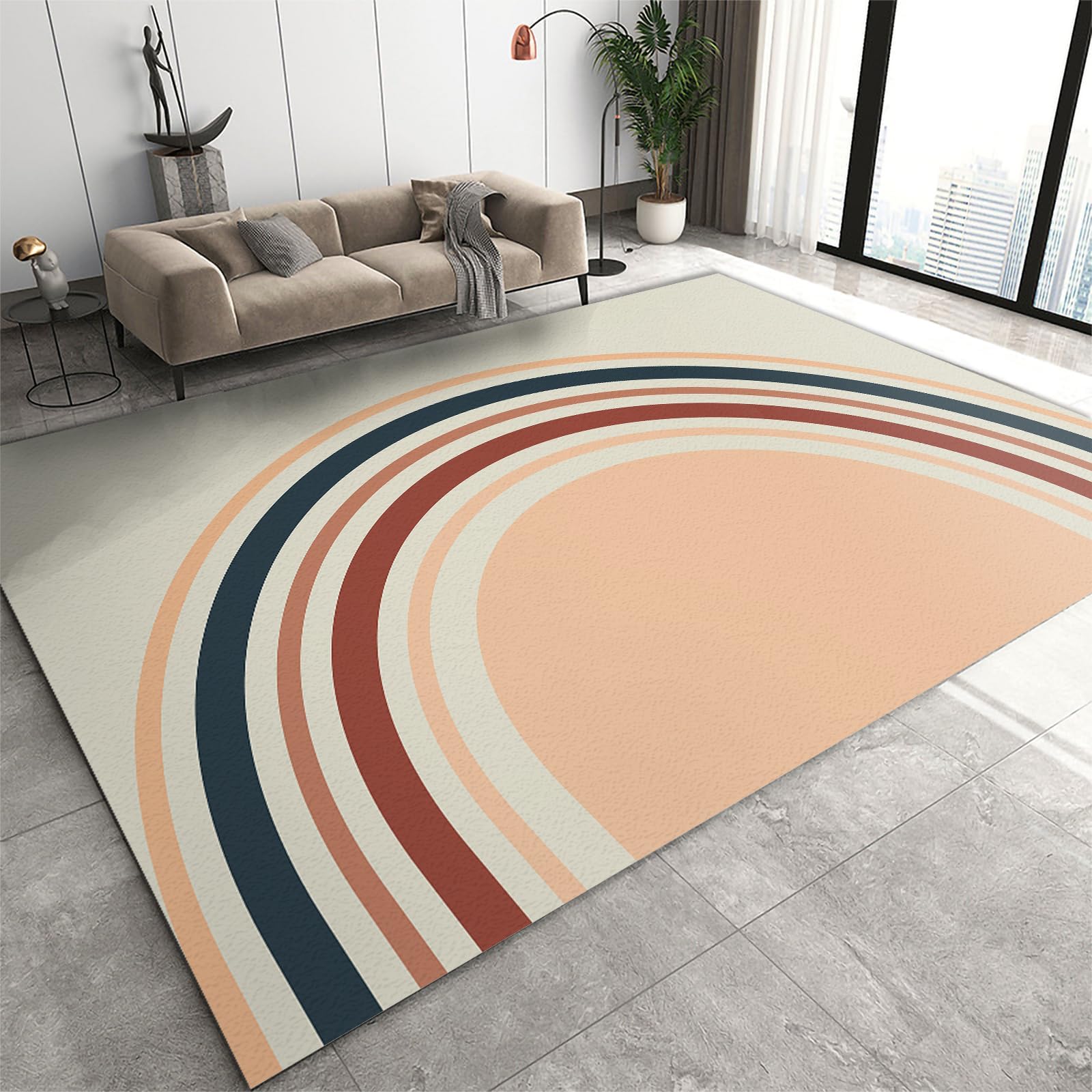 3x5 Rug Minimalist Light Luxury Washable Rugs, Nordic Marble Irregular Geometry Bedroom Rugs with Non Slip Backing for Bedroom Hotel Hardwood Floors Garage Farmhouse