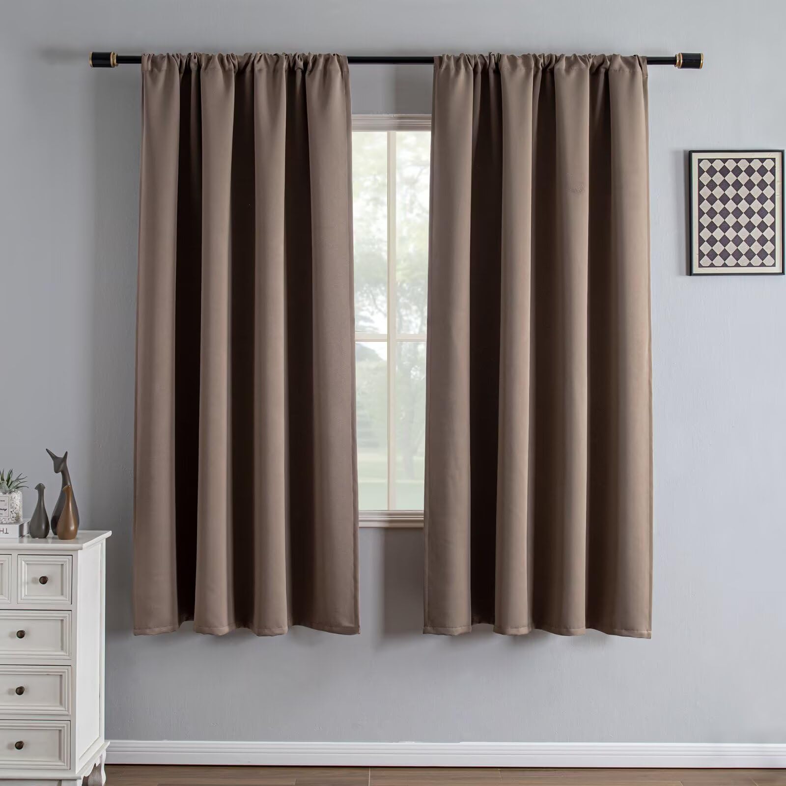 IGEMAEVE Cream Curtains 108 Inch Length 2 Panels Set, Light Filtering Curtains for Living Room 108 Inch Long, Grommet Energy Saving Semi Sheer Drapes for Bedroom Window(W52 x L108)