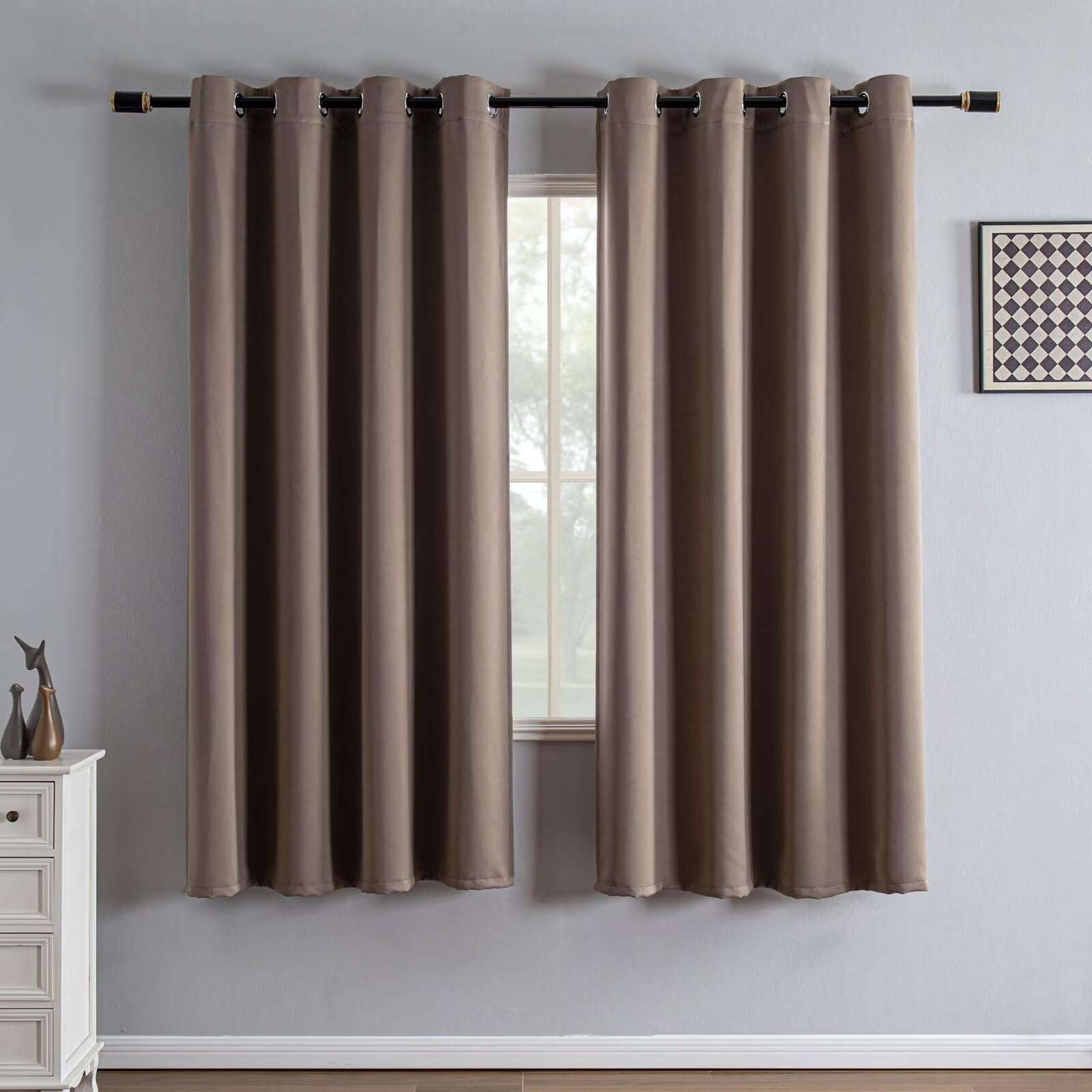 IGEMAEVE Cream Curtains 108 Inch Length 2 Panels Set, Light Filtering Curtains for Living Room 108 Inch Long, Grommet Energy Saving Semi Sheer Drapes for Bedroom Window(W52 x L108)