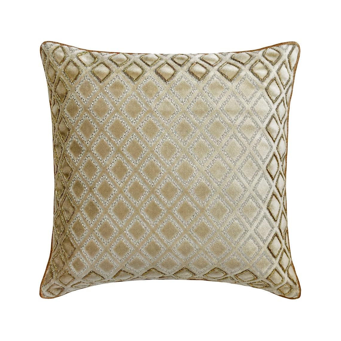 The HomeCentric Decorative Pillow Covers Beige Pack of 2, 20"x20" (50x50 cm) Linen Embroidery Cushion Covers for Sofa, Geometric Modern Style - Juliette