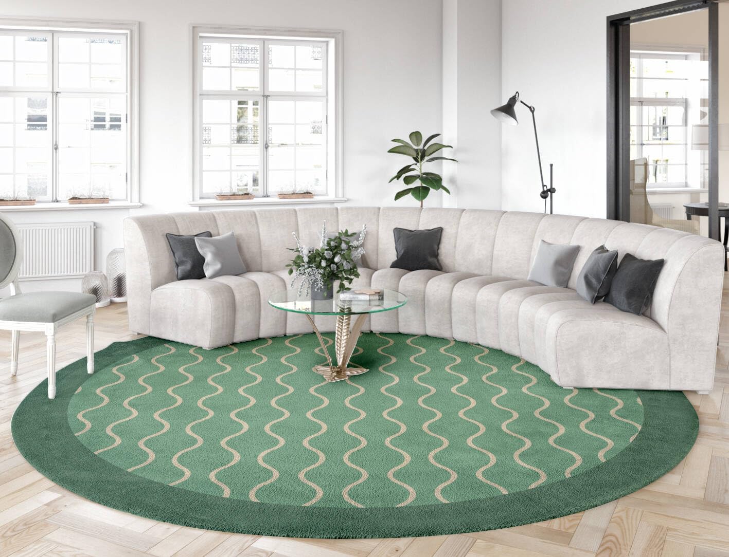 Minimalist Modern Round Area Rug 7ft Tan Brown Washable Large Round Rugs for Bedroom Living Room Diningroom Non Skid Circle Carpet Nordic Solid Decor Hallway Farmhouse Stain Resistant Floor Mat