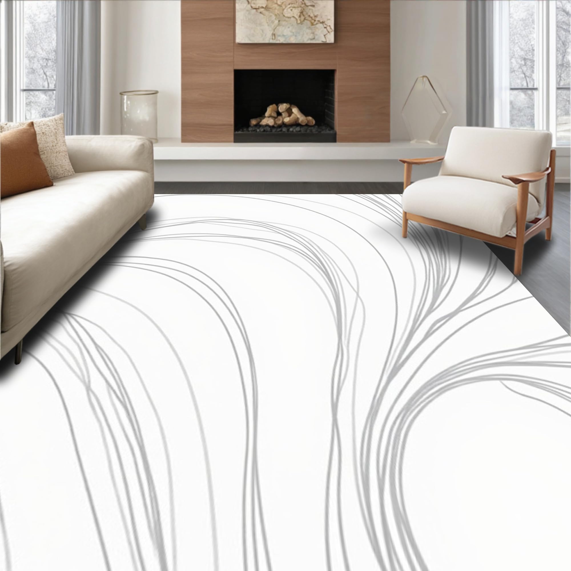 Gold 5x7 Flatwoven Area Rug, Crest Wave Design, Washable for Living Room Bedroom