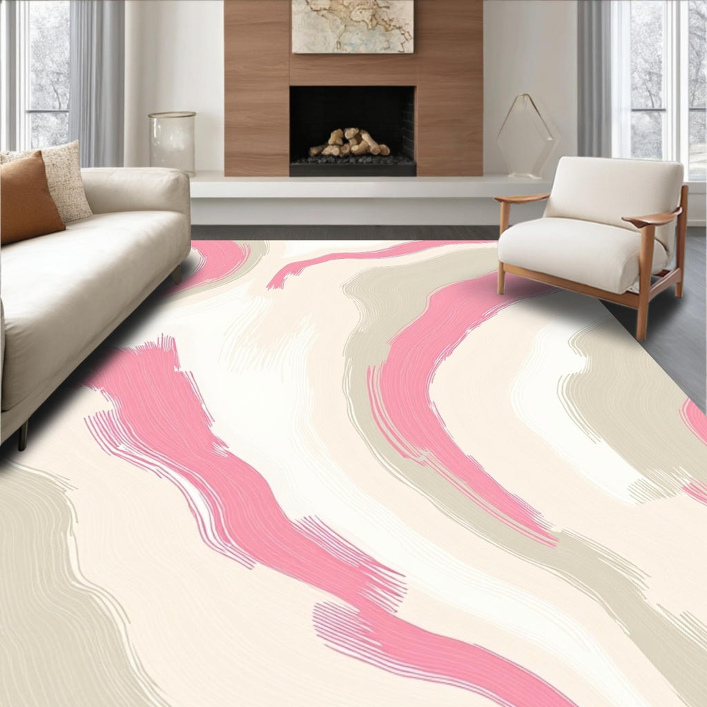 Gold 5x7 Flatwoven Area Rug, Crest Wave Design, Washable for Living Room Bedroom