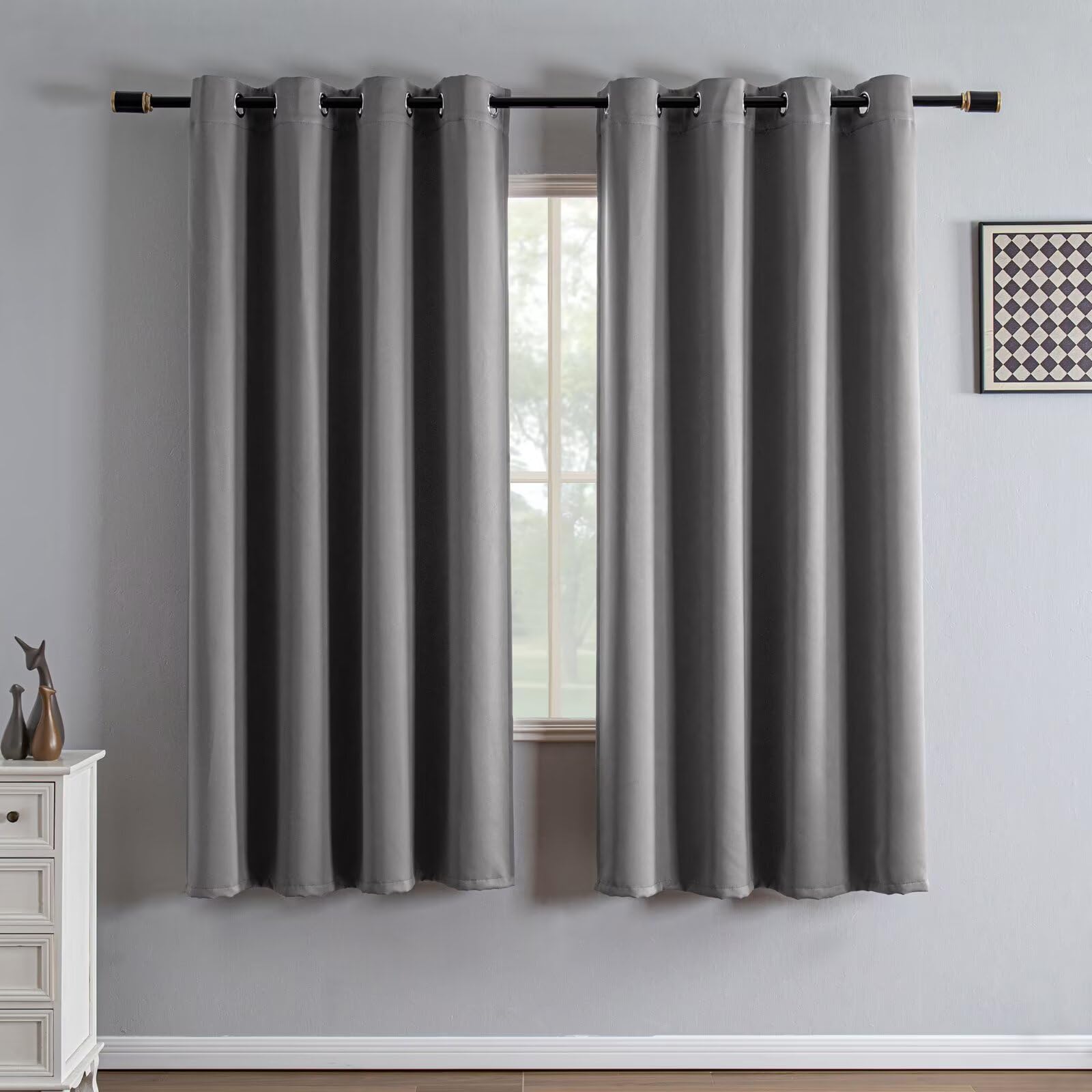 IGEMAEVE Cream Curtains 108 Inch Length 2 Panels Set, Light Filtering Curtains for Living Room 108 Inch Long, Grommet Energy Saving Semi Sheer Drapes for Bedroom Window(W52 x L108)