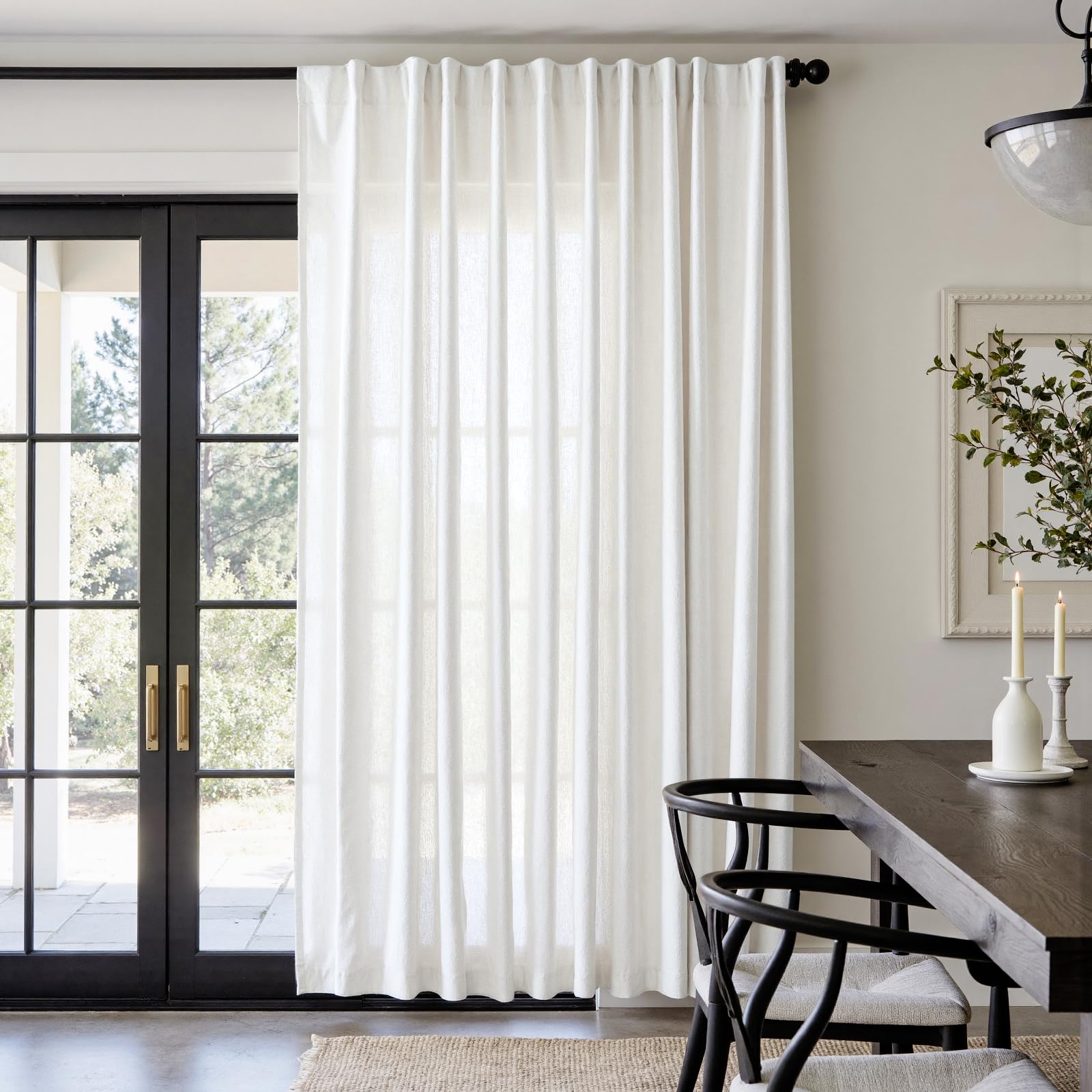 Linen Curtains for Living Room Bedroom 84 Inches Long Thick Linen Textured Beige Curtains Light Filtering Natural Semi Sheer Farmhouse Window Drapes, Country Rustic Drapes 2 Panels Back Tab/Rod Pocket