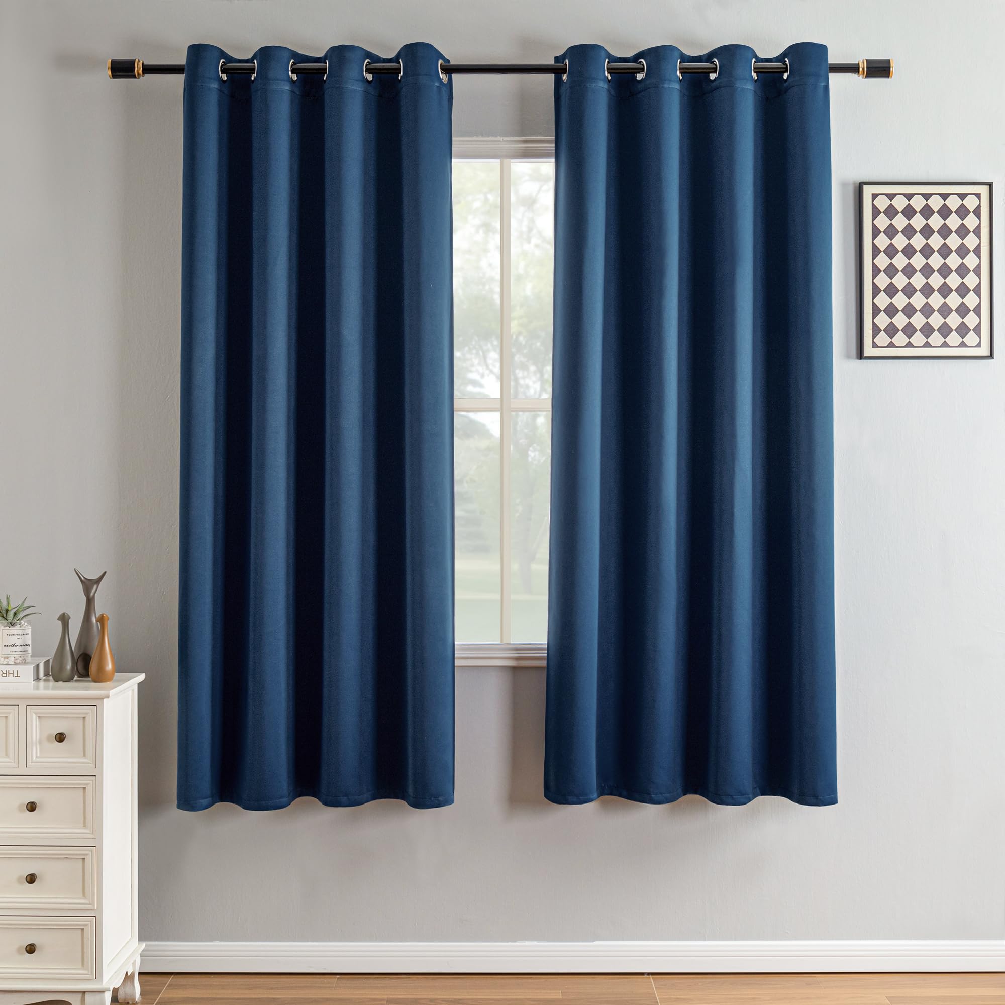IGEMAEVE Cream Curtains 108 Inch Length 2 Panels Set, Light Filtering Curtains for Living Room 108 Inch Long, Grommet Energy Saving Semi Sheer Drapes for Bedroom Window(W52 x L108)