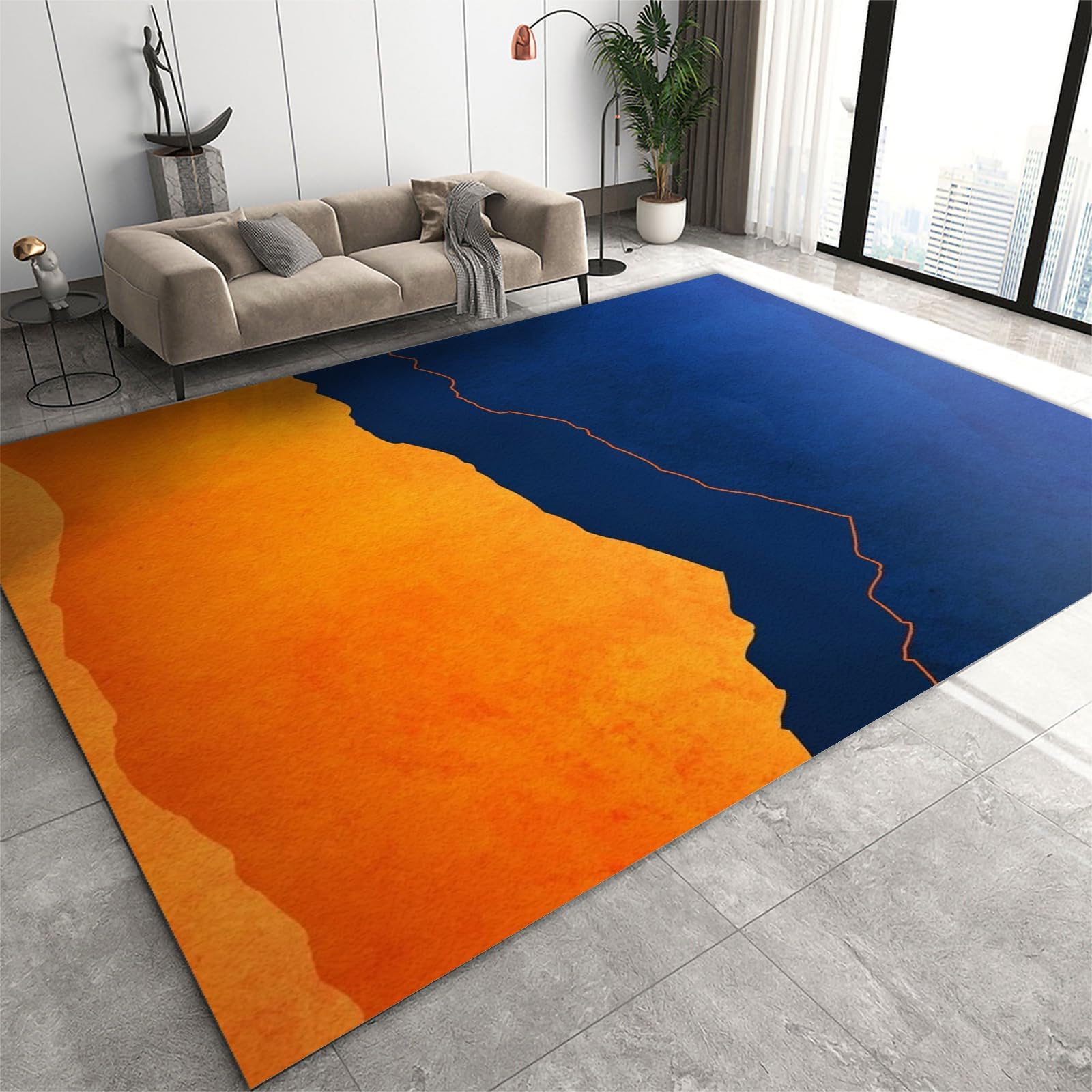 3x5 Rug Minimalist Light Luxury Washable Rugs, Nordic Marble Irregular Geometry Bedroom Rugs with Non Slip Backing for Bedroom Hotel Hardwood Floors Garage Farmhouse