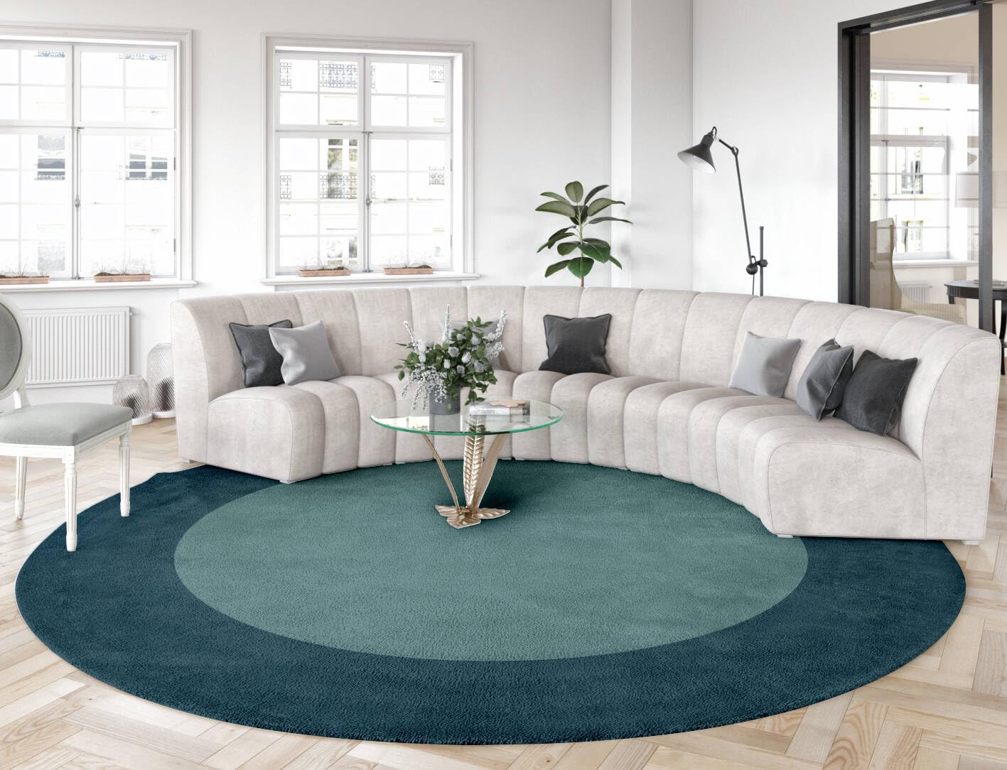 Minimalist Modern Round Area Rug 7ft Tan Brown Washable Large Round Rugs for Bedroom Living Room Diningroom Non Skid Circle Carpet Nordic Solid Decor Hallway Farmhouse Stain Resistant Floor Mat