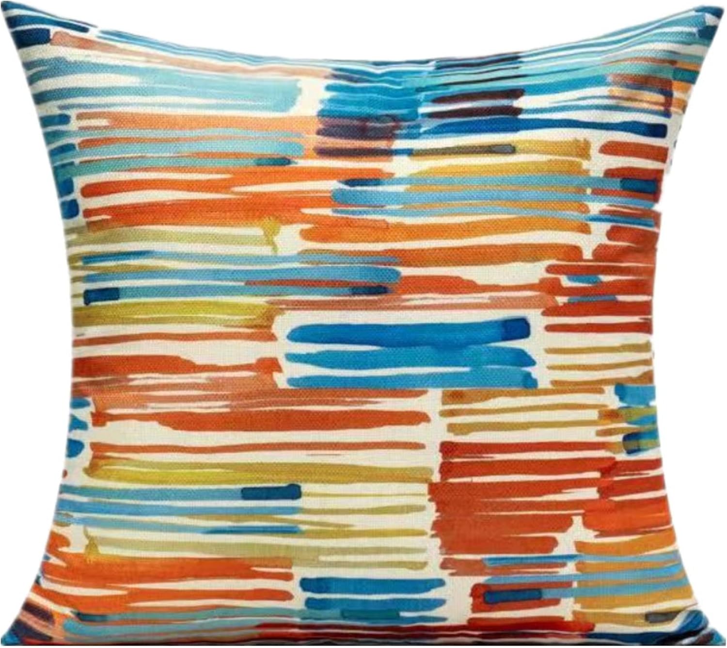 20x20 Colorful Abstract Modern Throw Pillow Covers Outdoor Couch Furniture Geometric Striped Square Decorative Patio Cushion Covers Home Décor for Bedroom Sofa Bench Porch Set of 4