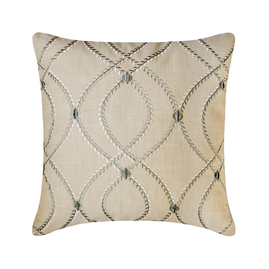The HomeCentric Decorative Pillow Covers Beige Pack of 2, 20"x20" (50x50 cm) Linen Embroidery Cushion Covers for Sofa, Geometric Modern Style - Juliette