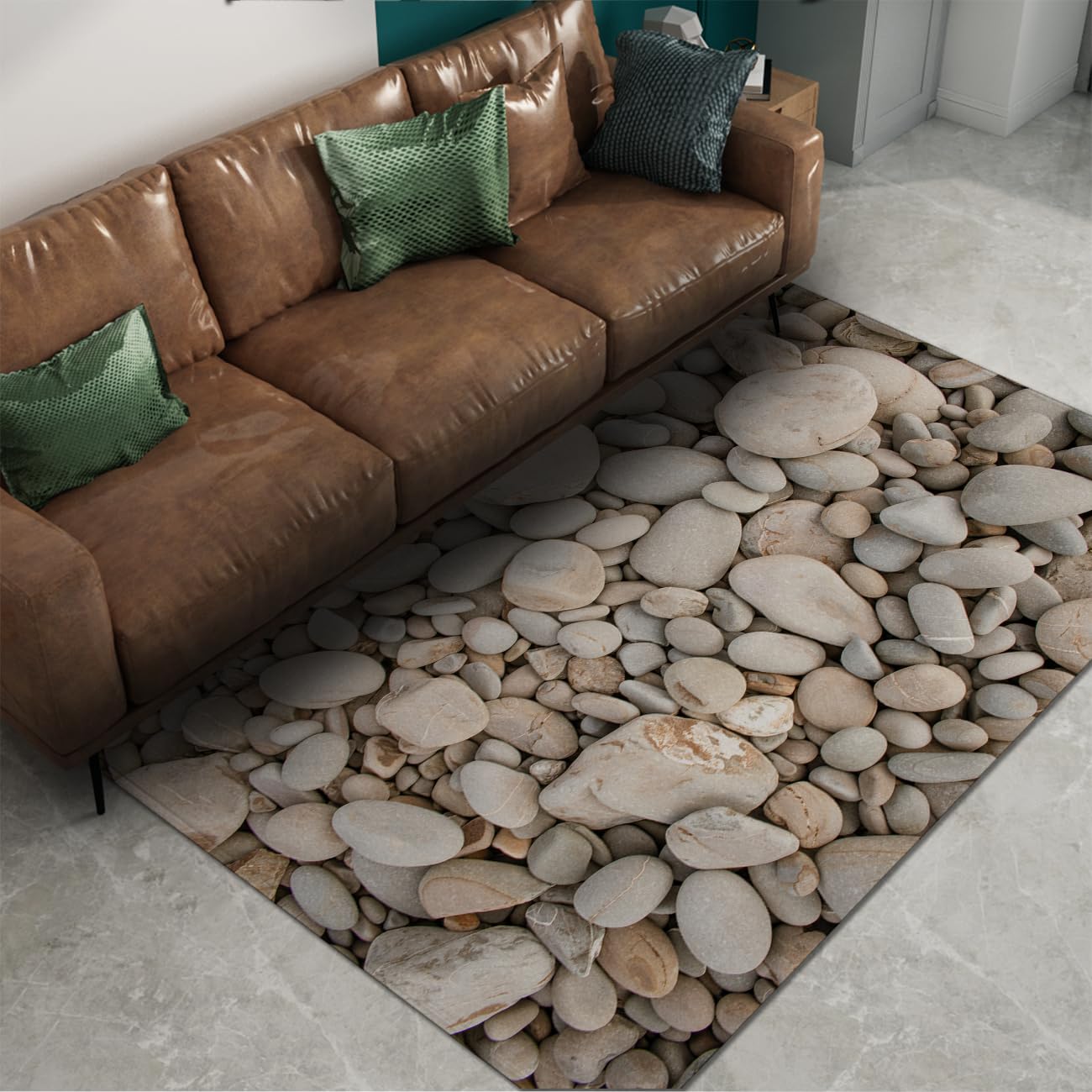 Abstract Line Area Rug 4×6ft, Foldable Stain Resistant Mat for Home & Office