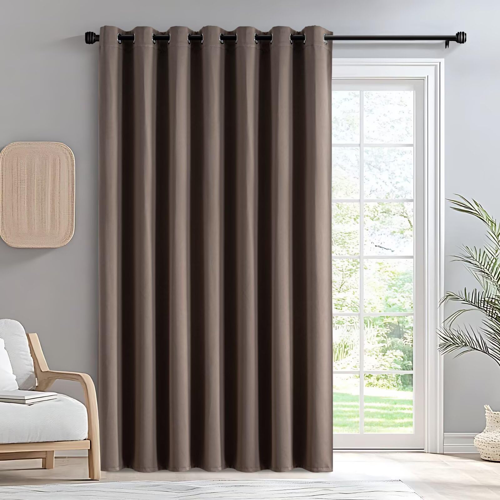 IGEMAEVE Cream Curtains 108 Inch Length 2 Panels Set, Light Filtering Curtains for Living Room 108 Inch Long, Grommet Energy Saving Semi Sheer Drapes for Bedroom Window(W52 x L108)