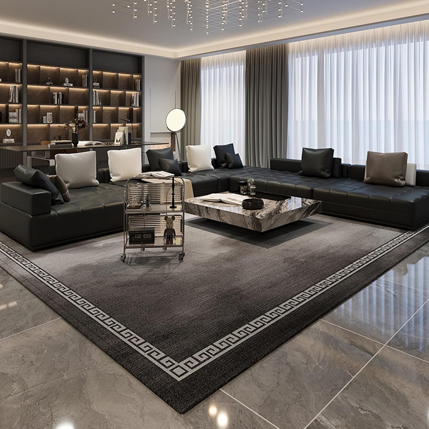 Carpet living room wash-free wipeable waterproof modern simple Nordic sofa floor mat home,Bedroom dining room office carpet home and decoration,Non-slip foldable washable low pile(C,300*450cm/118.1*17
