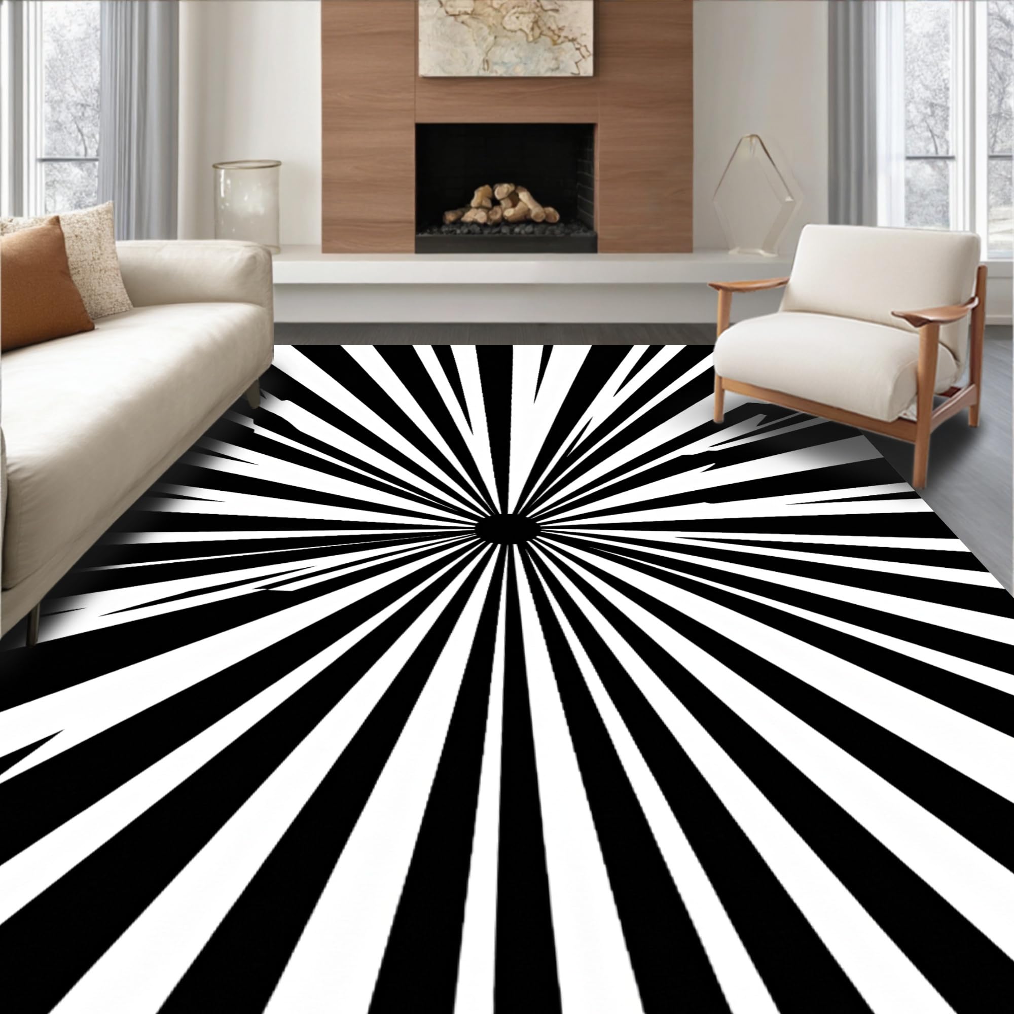 Gold 5x7 Flatwoven Area Rug, Crest Wave Design, Washable for Living Room Bedroom