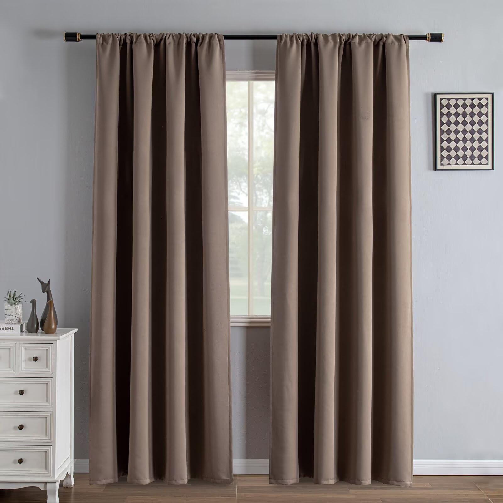 IGEMAEVE Cream Curtains 108 Inch Length 2 Panels Set, Light Filtering Curtains for Living Room 108 Inch Long, Grommet Energy Saving Semi Sheer Drapes for Bedroom Window(W52 x L108)