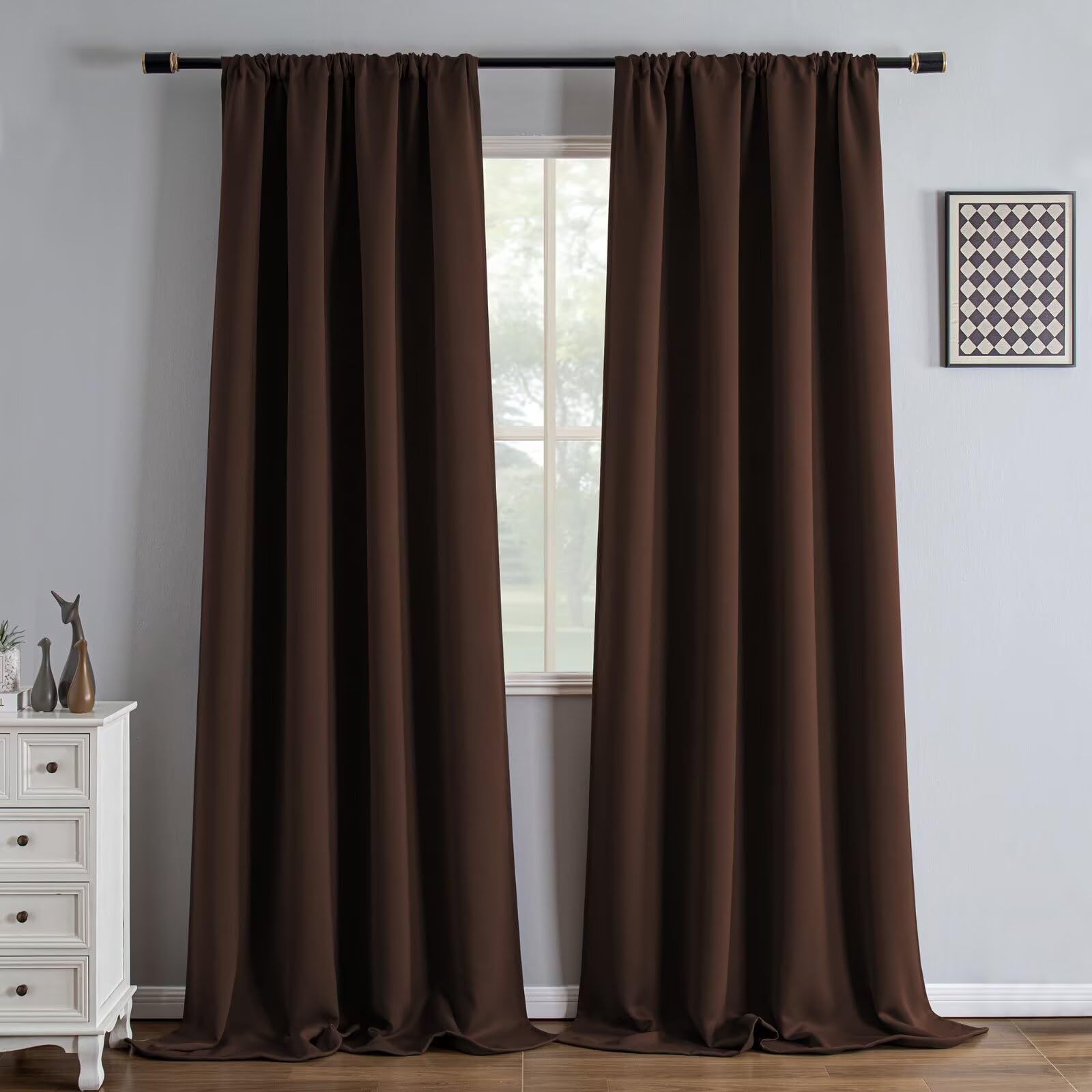 IGEMAEVE Cream Curtains 108 Inch Length 2 Panels Set, Light Filtering Curtains for Living Room 108 Inch Long, Grommet Energy Saving Semi Sheer Drapes for Bedroom Window(W52 x L108)
