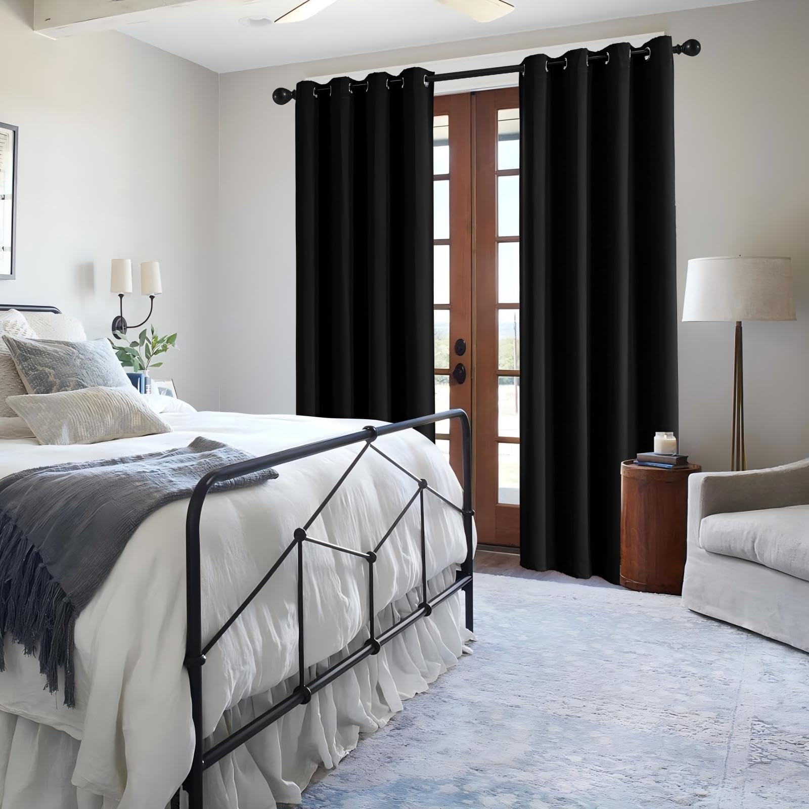 IGEMAEVE Cream Curtains 108 Inch Length 2 Panels Set, Light Filtering Curtains for Living Room 108 Inch Long, Grommet Energy Saving Semi Sheer Drapes for Bedroom Window(W52 x L108)