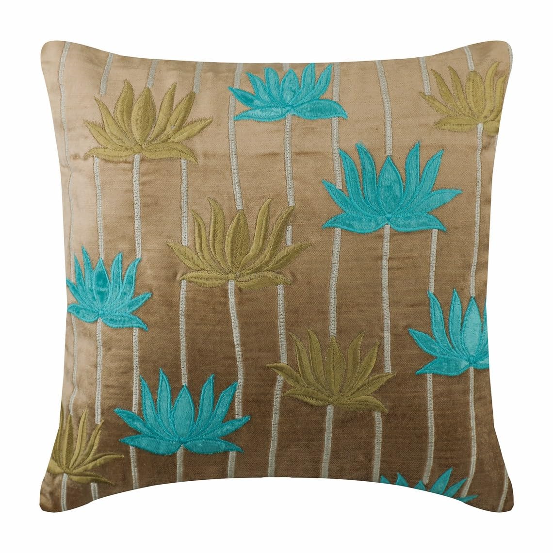 The HomeCentric Decorative Pillow Covers Beige Pack of 2, 20"x20" (50x50 cm) Linen Embroidery Cushion Covers for Sofa, Geometric Modern Style - Juliette