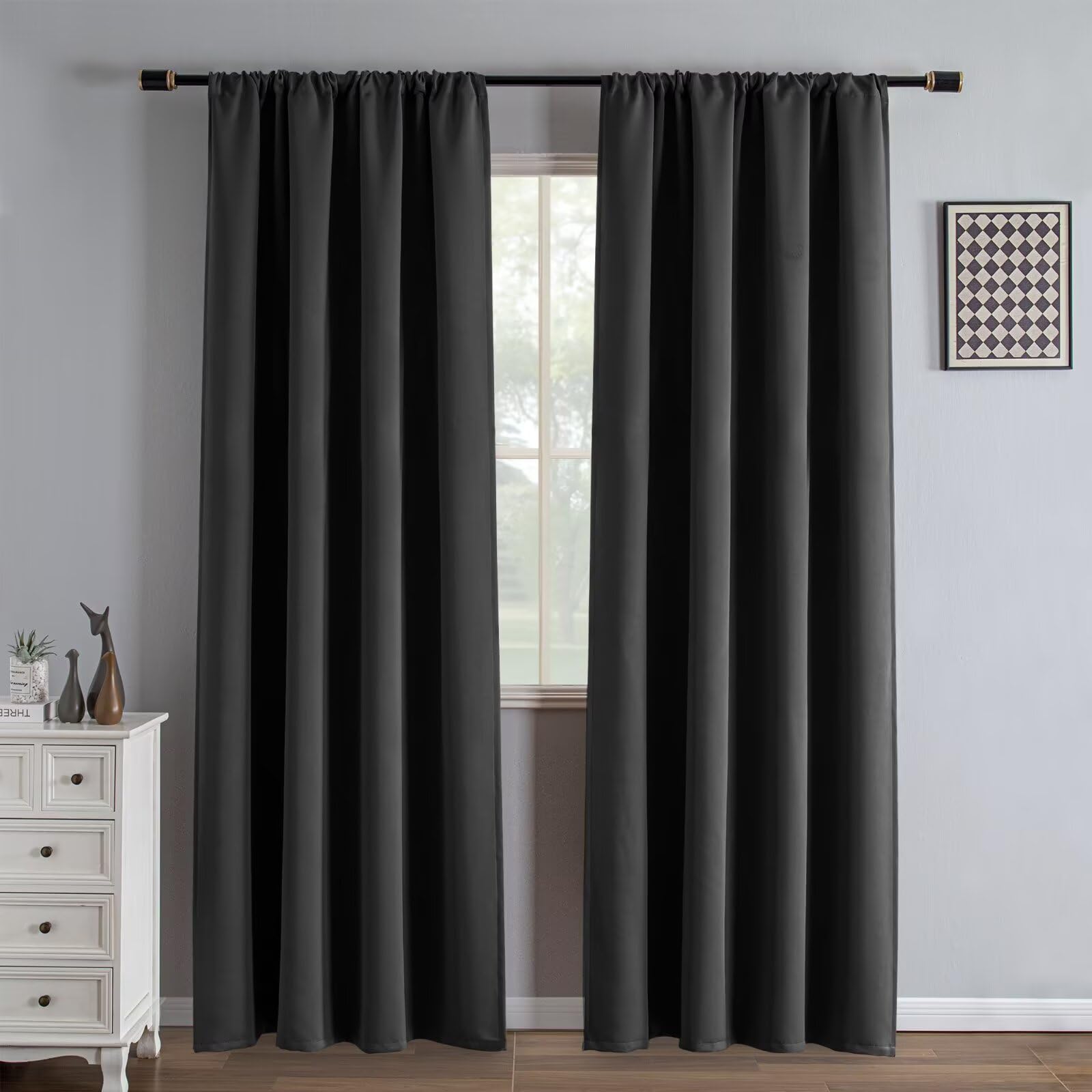 IGEMAEVE Cream Curtains 108 Inch Length 2 Panels Set, Light Filtering Curtains for Living Room 108 Inch Long, Grommet Energy Saving Semi Sheer Drapes for Bedroom Window(W52 x L108)