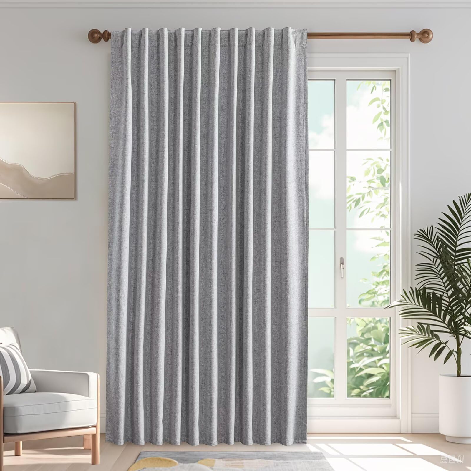 IGEMAEVE Cream Curtains 108 Inch Length 2 Panels Set, Light Filtering Curtains for Living Room 108 Inch Long, Grommet Energy Saving Semi Sheer Drapes for Bedroom Window(W52 x L108)