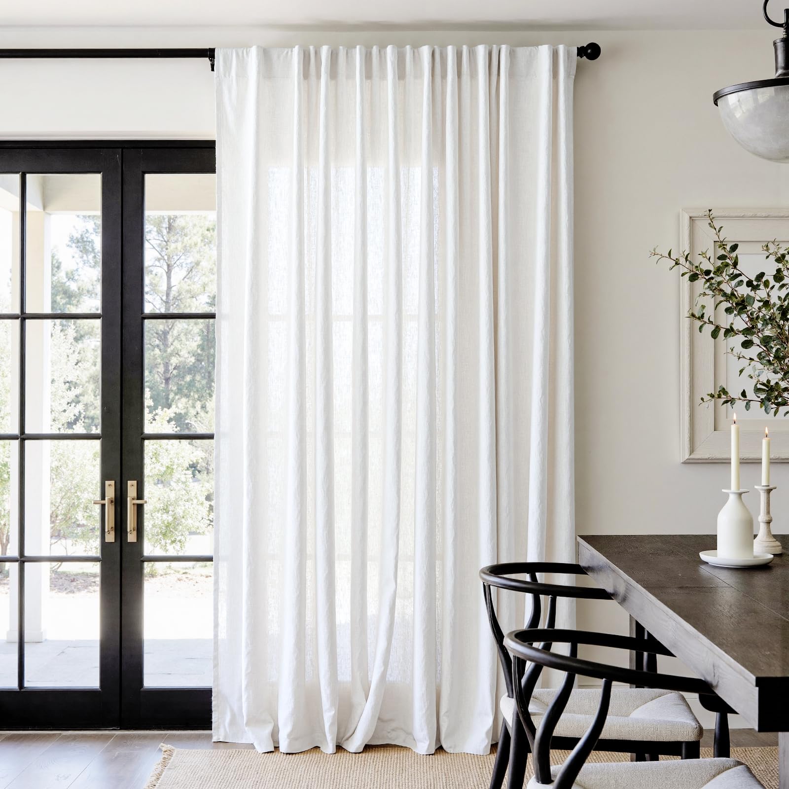 Linen Curtains for Living Room Bedroom 84 Inches Long Thick Linen Textured Beige Curtains Light Filtering Natural Semi Sheer Farmhouse Window Drapes, Country Rustic Drapes 2 Panels Back Tab/Rod Pocket