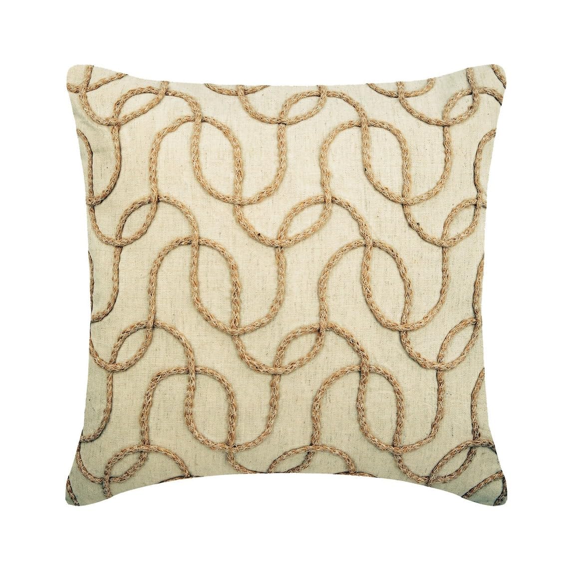 The HomeCentric Decorative Pillow Covers Beige Pack of 2, 20"x20" (50x50 cm) Linen Embroidery Cushion Covers for Sofa, Geometric Modern Style - Juliette