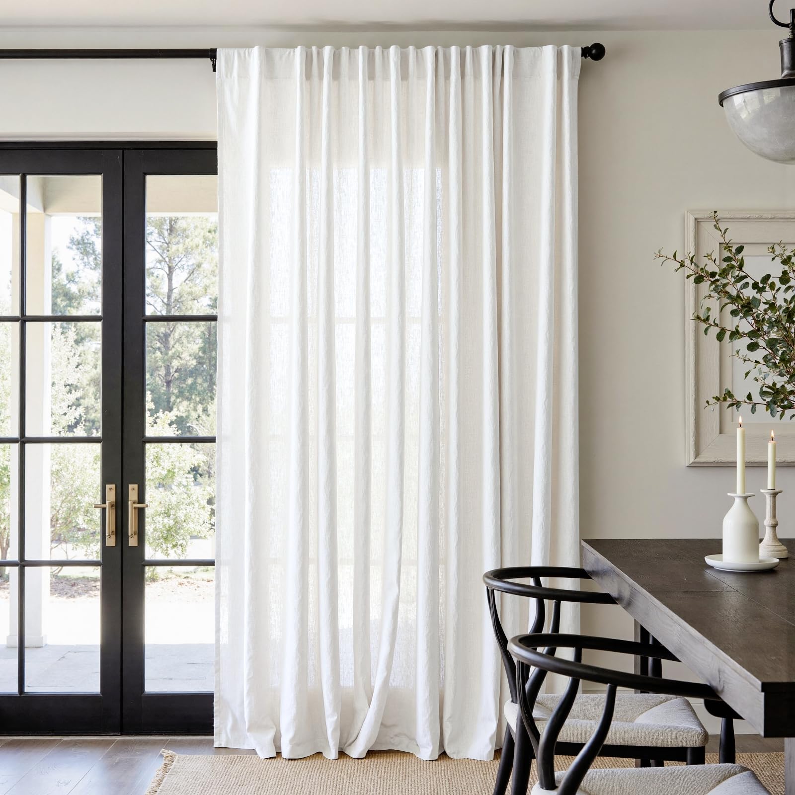 Linen Curtains for Living Room Bedroom 84 Inches Long Thick Linen Textured Beige Curtains Light Filtering Natural Semi Sheer Farmhouse Window Drapes, Country Rustic Drapes 2 Panels Back Tab/Rod Pocket