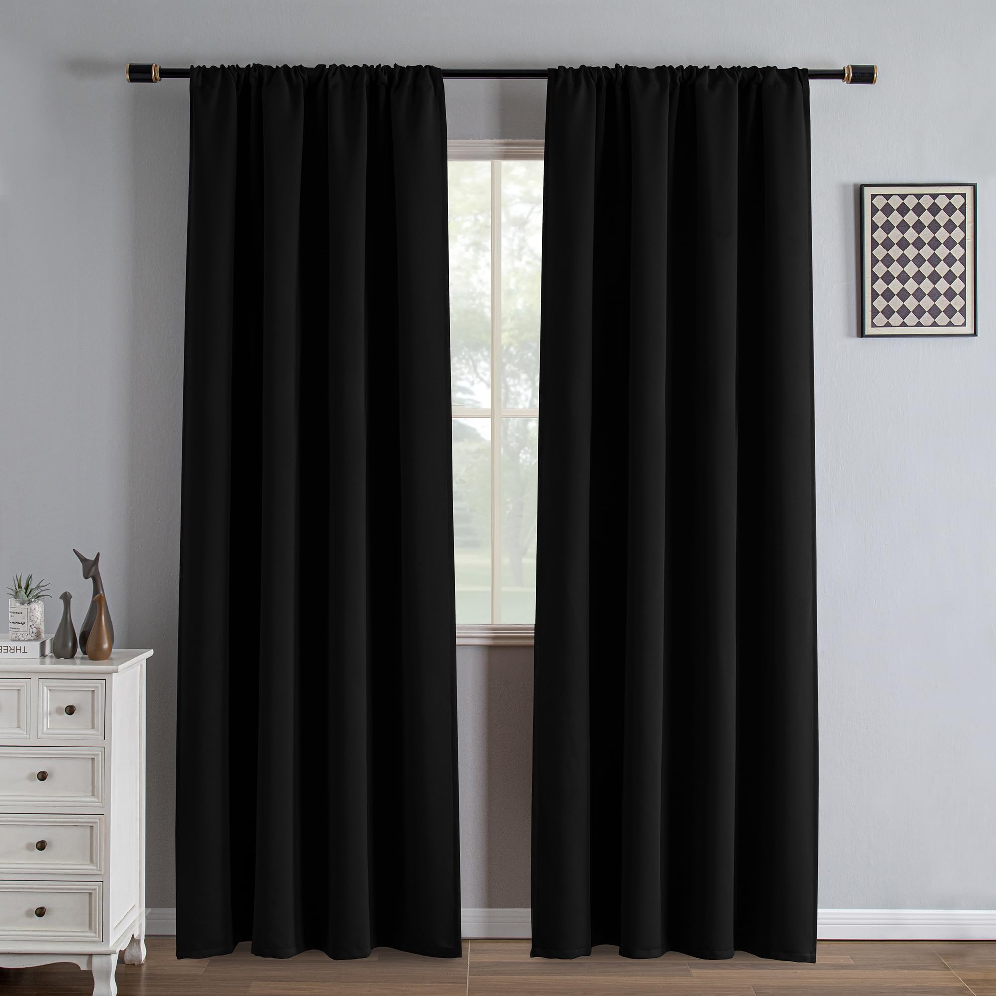IGEMAEVE Cream Curtains 108 Inch Length 2 Panels Set, Light Filtering Curtains for Living Room 108 Inch Long, Grommet Energy Saving Semi Sheer Drapes for Bedroom Window(W52 x L108)