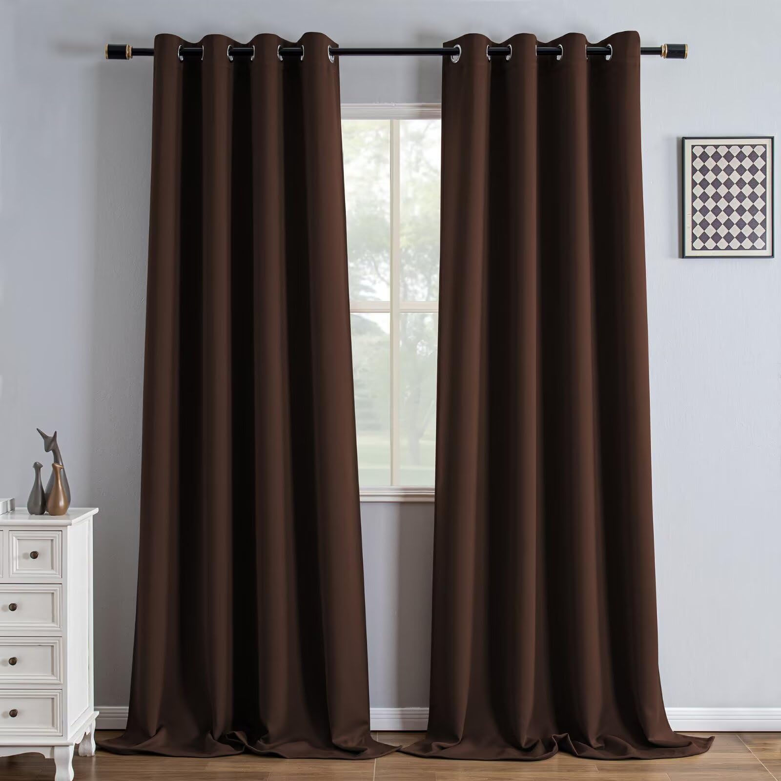 IGEMAEVE Cream Curtains 108 Inch Length 2 Panels Set, Light Filtering Curtains for Living Room 108 Inch Long, Grommet Energy Saving Semi Sheer Drapes for Bedroom Window(W52 x L108)