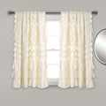 Lush Decor Kemmy Light Filtering Window Curtain Panel Single 52" W x 84" L Ivory - Drapes - Ruffled Curtains for Bedroom - Cream Curtains - Coquette Decor