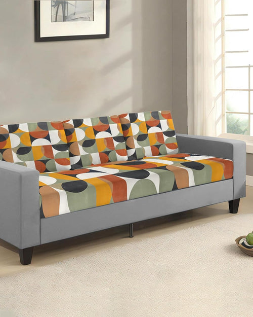 Couch Cushion Covers Mid Century Geometric Stretch Sofa Cushion Slipcovers Abstract Modern Retro Soft Sofa Cover Elastic Non-Slip Sofa Seat Cover Furniture Protector Small 3pcs