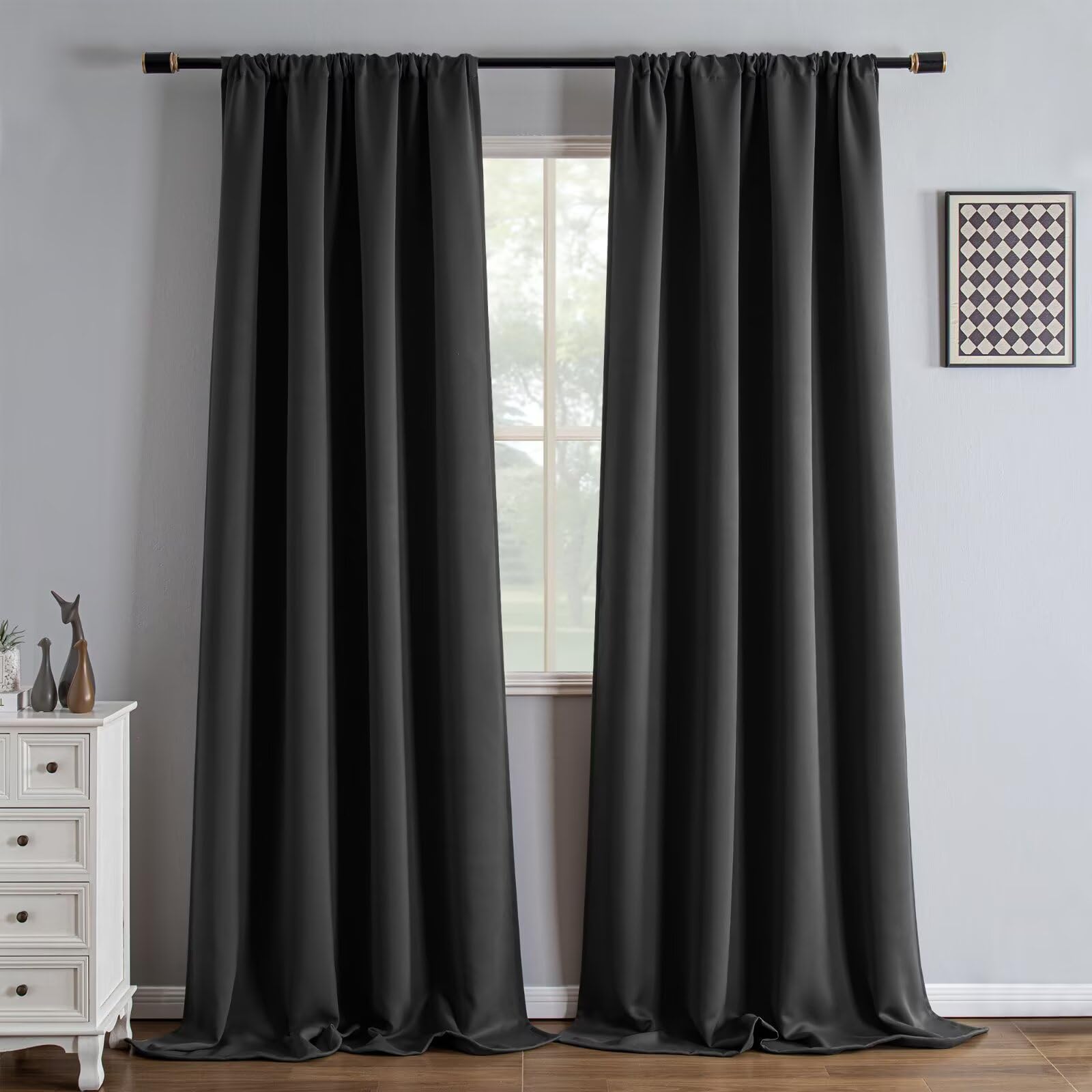 IGEMAEVE Cream Curtains 108 Inch Length 2 Panels Set, Light Filtering Curtains for Living Room 108 Inch Long, Grommet Energy Saving Semi Sheer Drapes for Bedroom Window(W52 x L108)