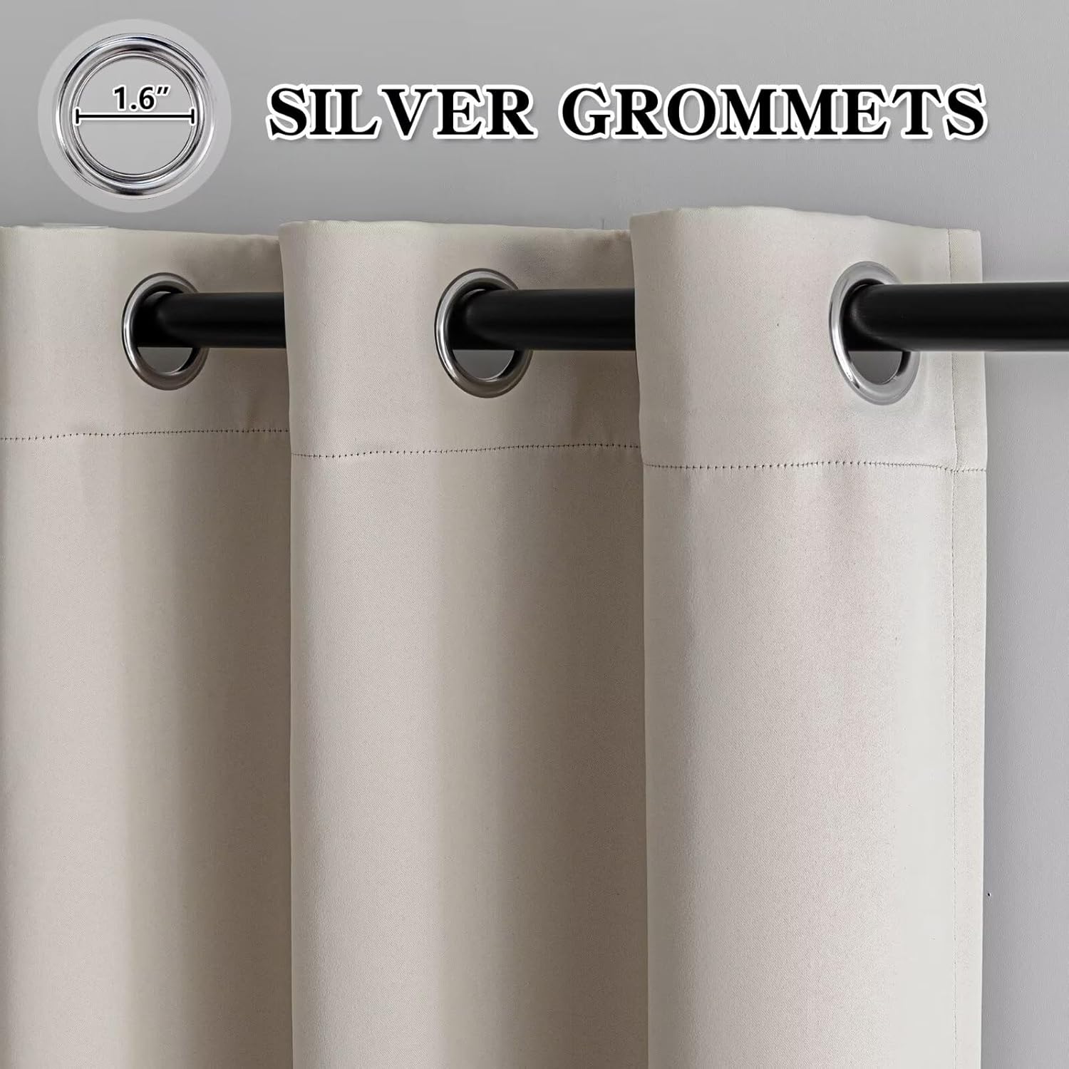 IGEMAEVE Cream Curtains 108 Inch Length 2 Panels Set, Light Filtering Curtains for Living Room 108 Inch Long, Grommet Energy Saving Semi Sheer Drapes for Bedroom Window(W52 x L108)