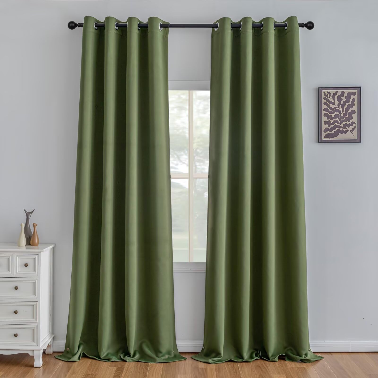 IGEMAEVE Cream Curtains 108 Inch Length 2 Panels Set, Light Filtering Curtains for Living Room 108 Inch Long, Grommet Energy Saving Semi Sheer Drapes for Bedroom Window(W52 x L108)