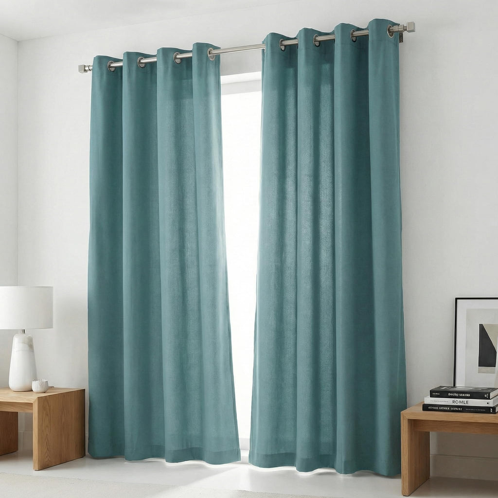 Cotton Curtains Long Durable Grommet with 2 panels 84 LengthX50 Width Inches Black/White|Sheer Backdrop Window Curtain|Livingroom|Bedroom|Kitchen Decor Soft Pre-Washed Semi Black-out| Shading Drapes