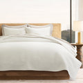 EVERGRACE Cotton Sateen Pick-Stitch Quilt Set Queen Size – 100% Cotton Coverlet Bedding, Pre-Washed Oversized Bedspread, Breathable All-Season Quilt Set with 2 Shams, Stone Taupe